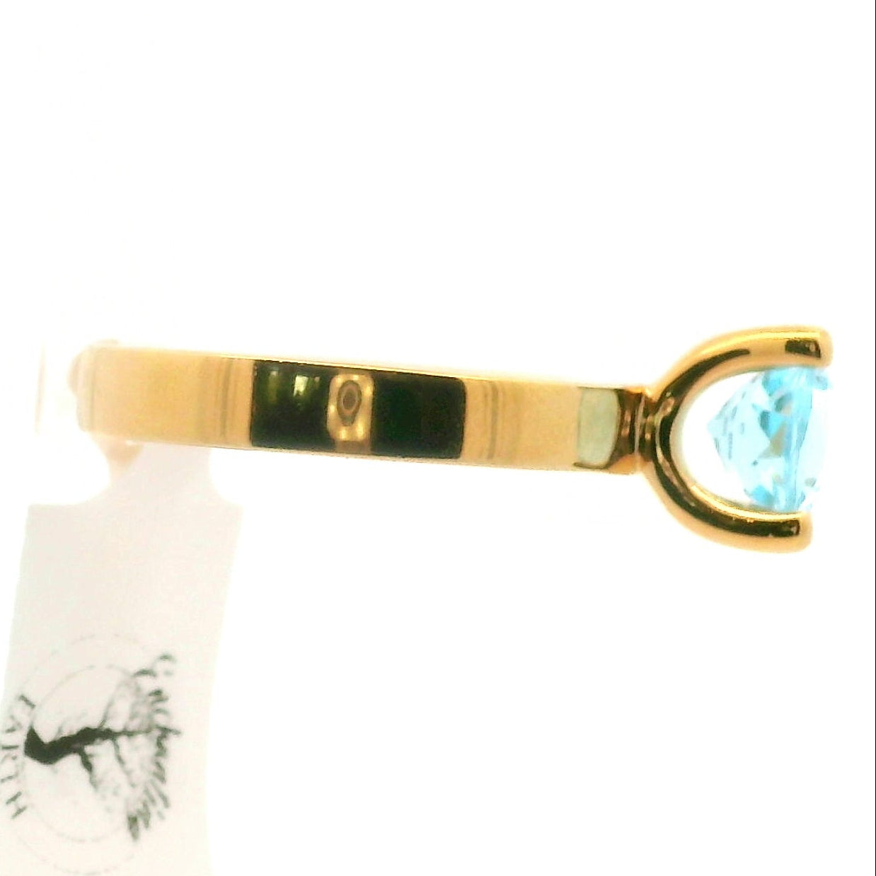 Blue Topaz Ring .925 Silver with Gold Plating for Higher Levels of Awareness, Peaceful Communication and Clarity
