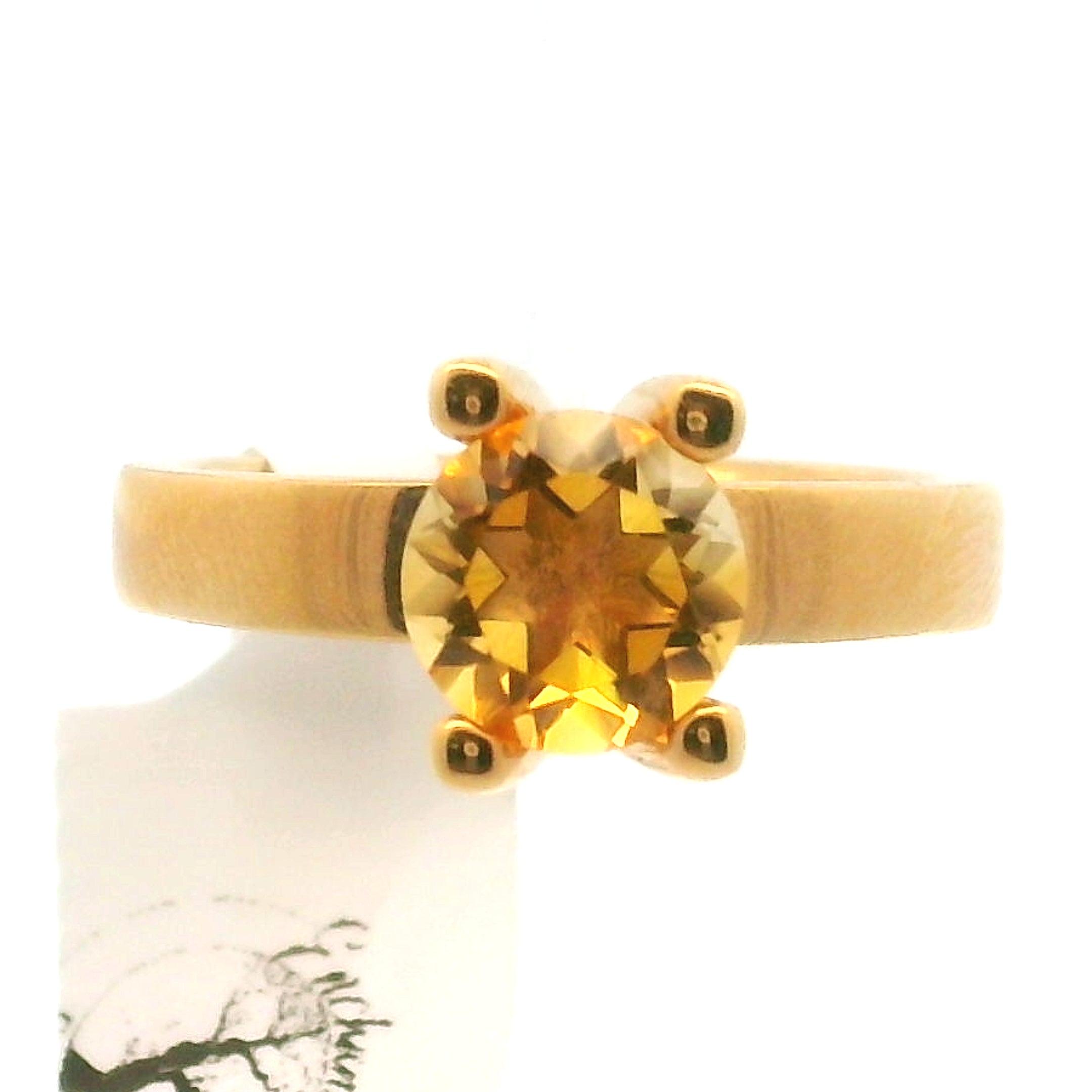 Citrine Ring .925 Silver with Gold Plating for Abundance, Good Luck and Positivity