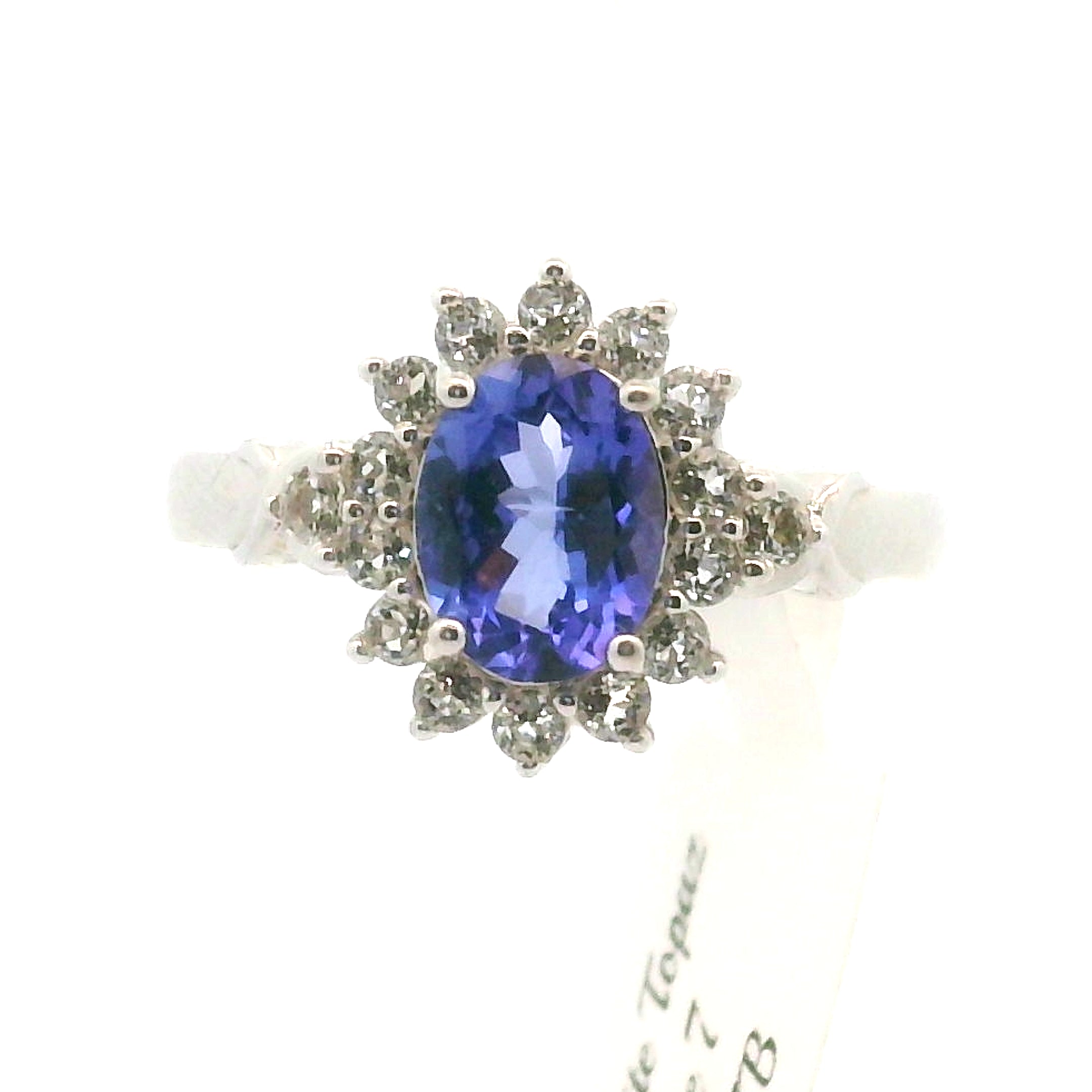 Tanzanite with Topaz Pavé Ring .925 Silver for Elevating your Consciousness