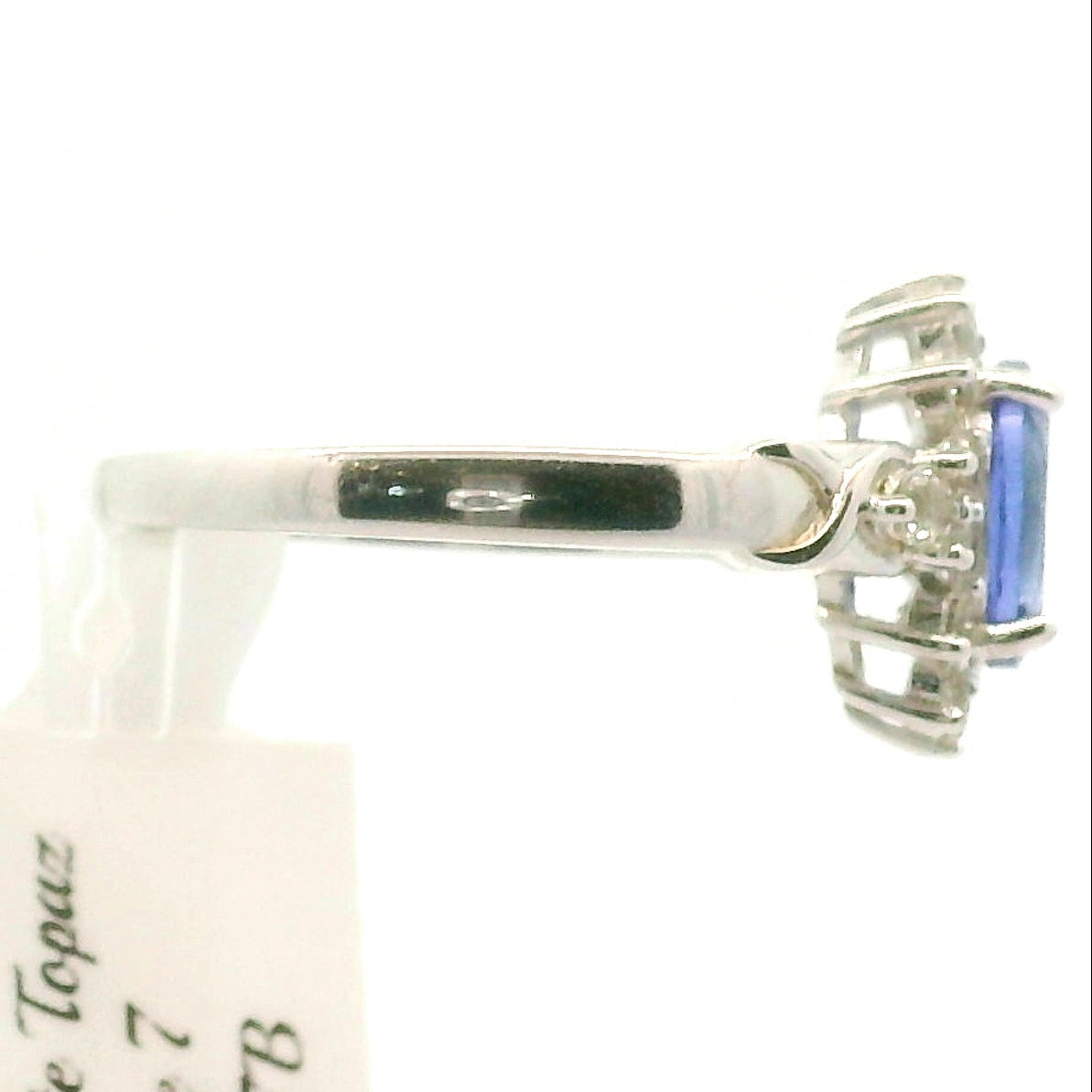 Tanzanite with Topaz Pavé Ring .925 Silver for Elevating your Consciousness