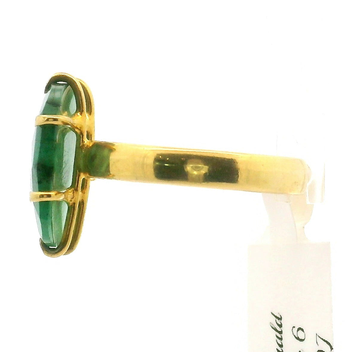 Emerald Ring in Gold Plated .925 Sterling Silver for Abundance, Love and Wealth