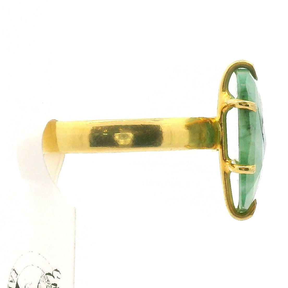 Emerald Ring in Gold Plated .925 Sterling Silver for Abundance, Love and Wealth