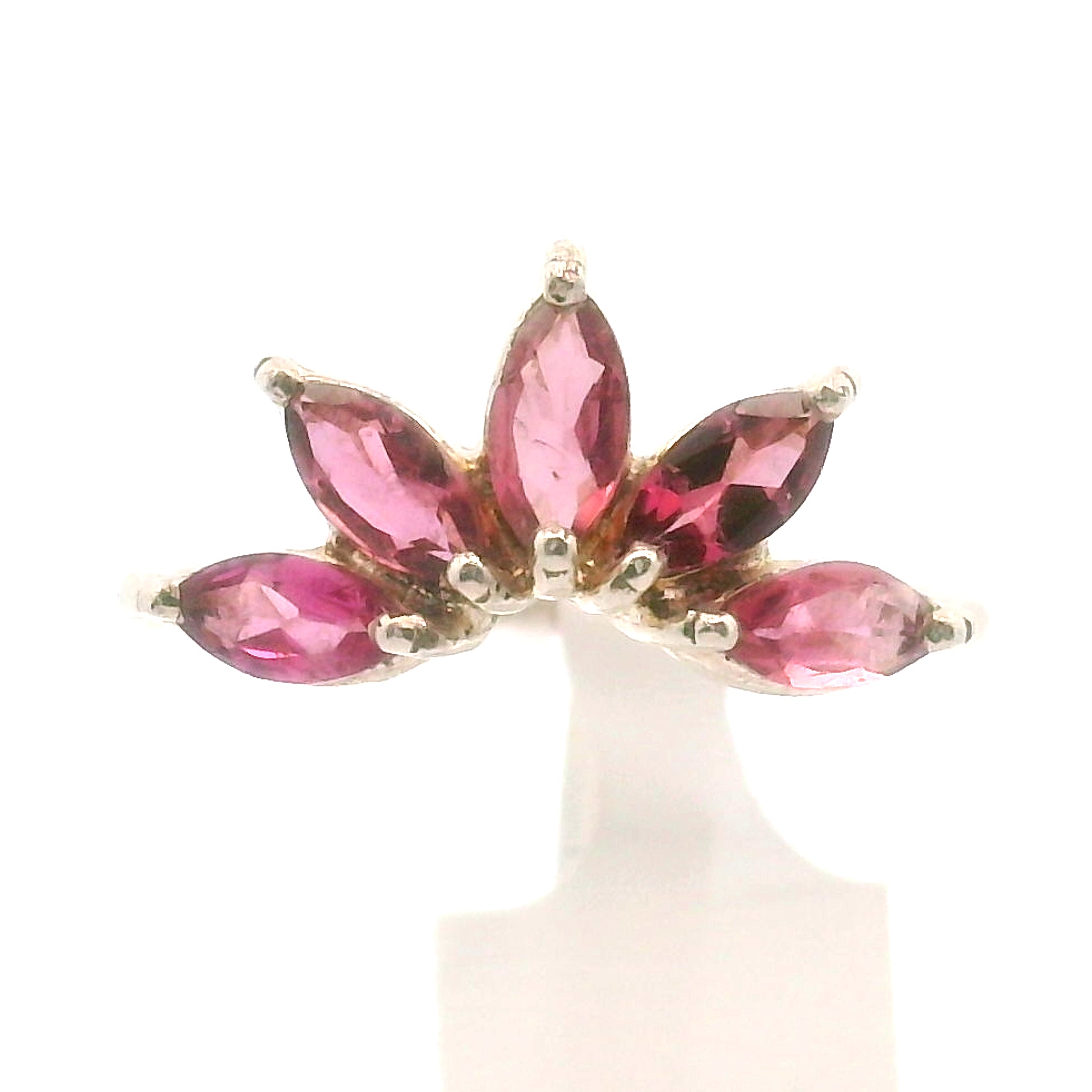 Pink Tourmaline Lotus Ring .925 Silver for Joy, Kindness and Love