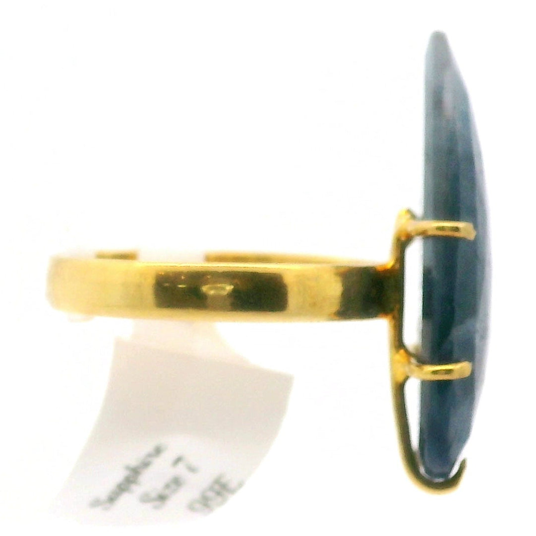 Sapphire Ring Gold Plated .925 Sterling Silver for Passion, Personal Power and Energy