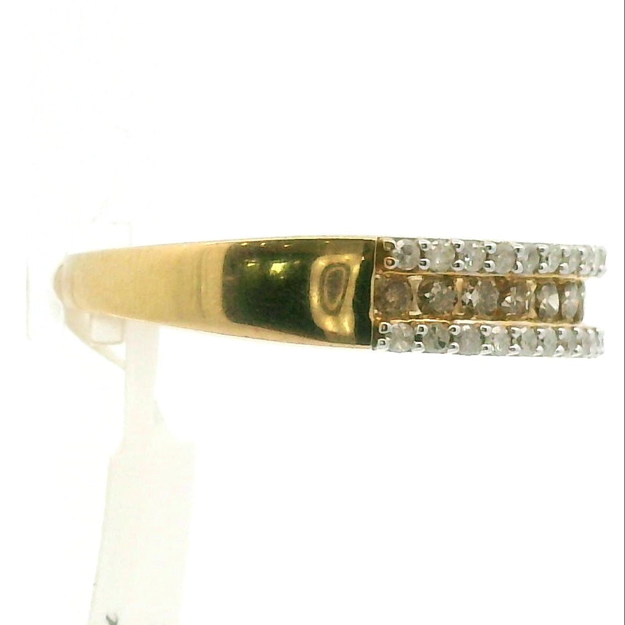 Diamond Triple Band Ring .925 Silver with Gold Plating for New Opportunities, Endurance and Beauty