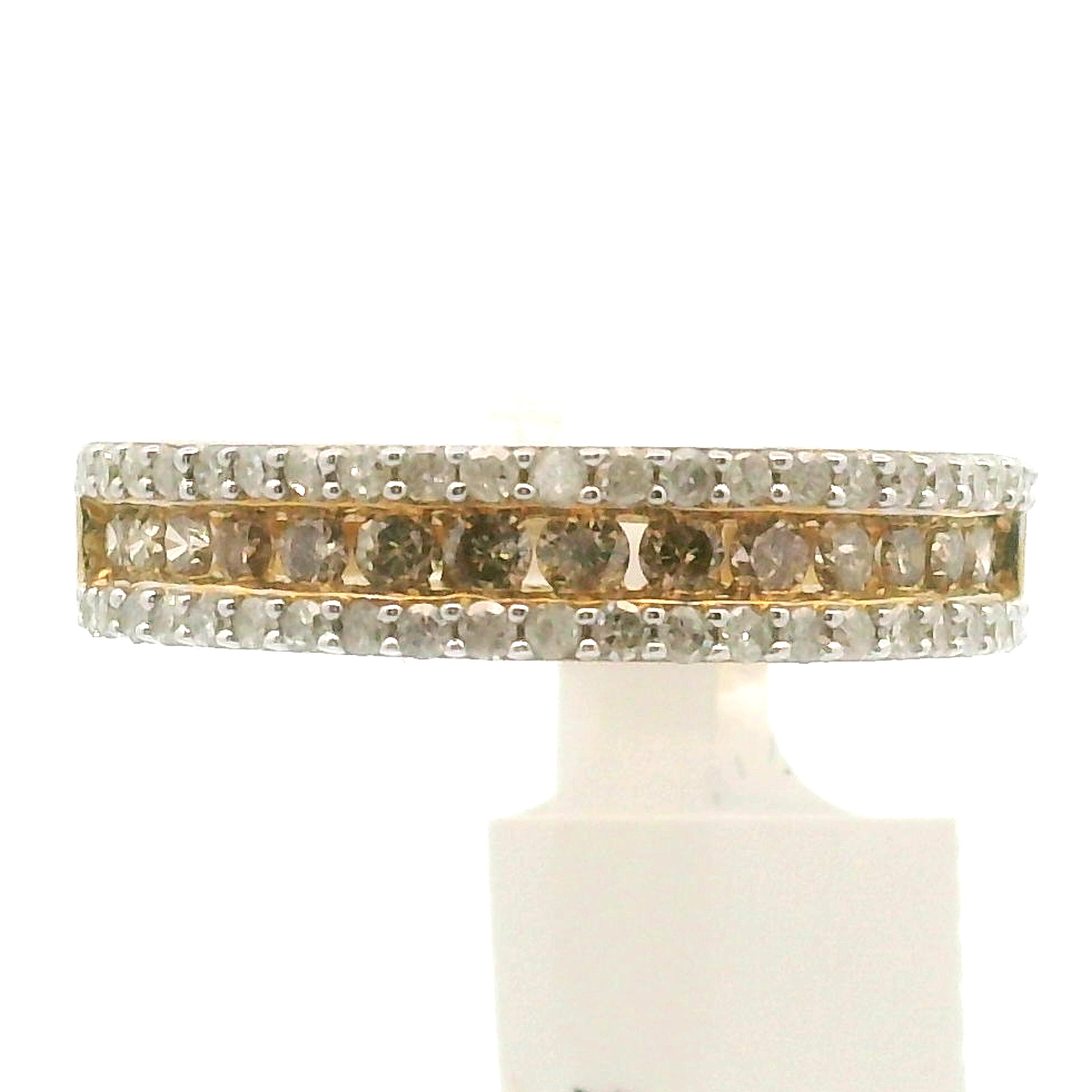 Diamond Triple Band Ring .925 Silver with Gold Plating for New Opportunities, Endurance and Beauty