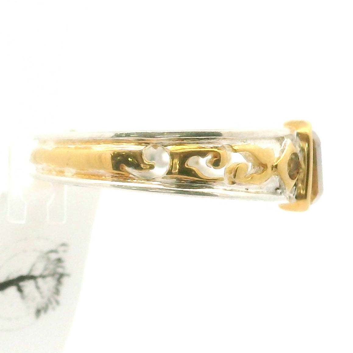 Citrine Band Ring .925 Silver with Gold Plating for Abundance, Good Luck and Positivity