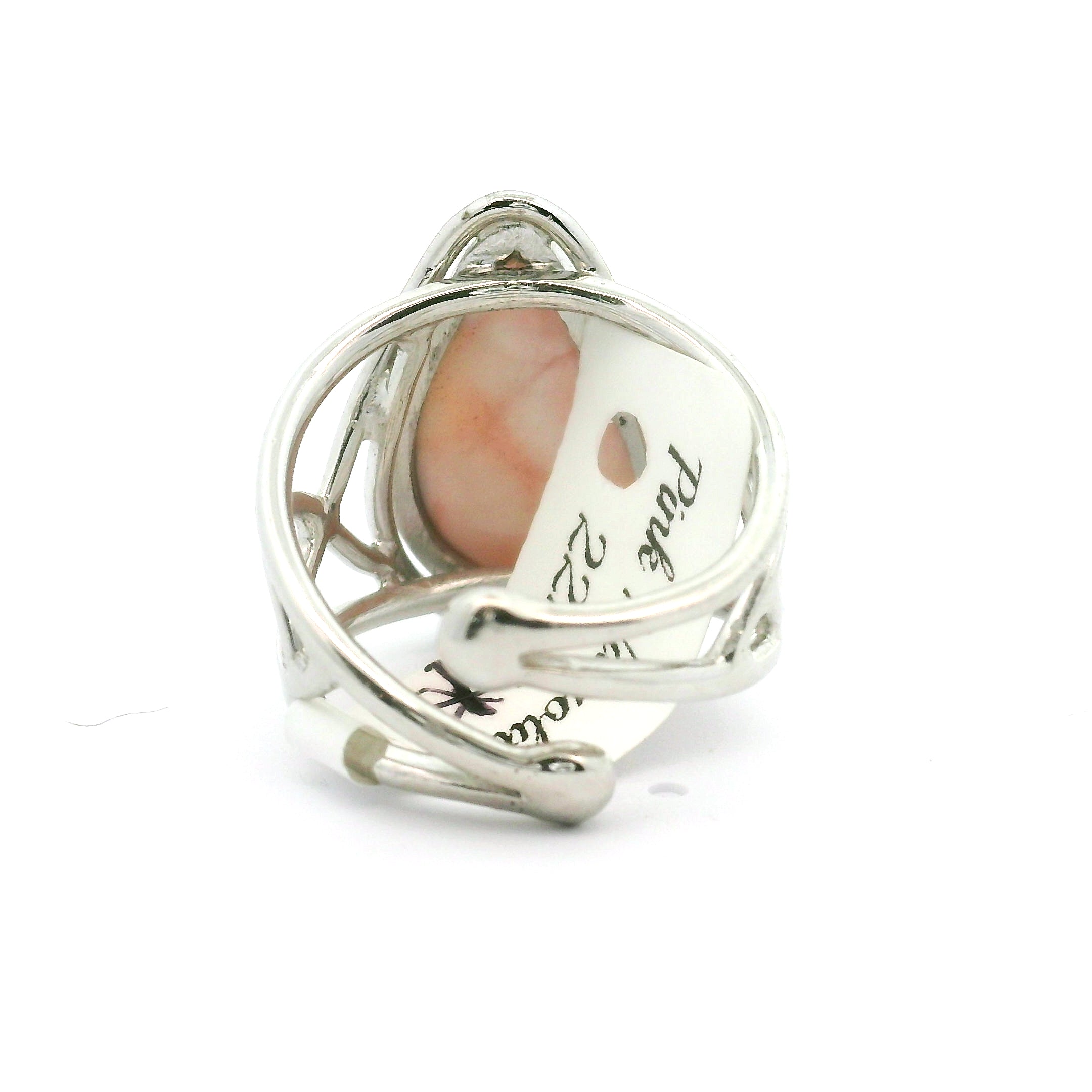 Pink Natrolite Infinity Cuff Ring .925 Silver for Astral Travel, Higher Consciousness and Protection