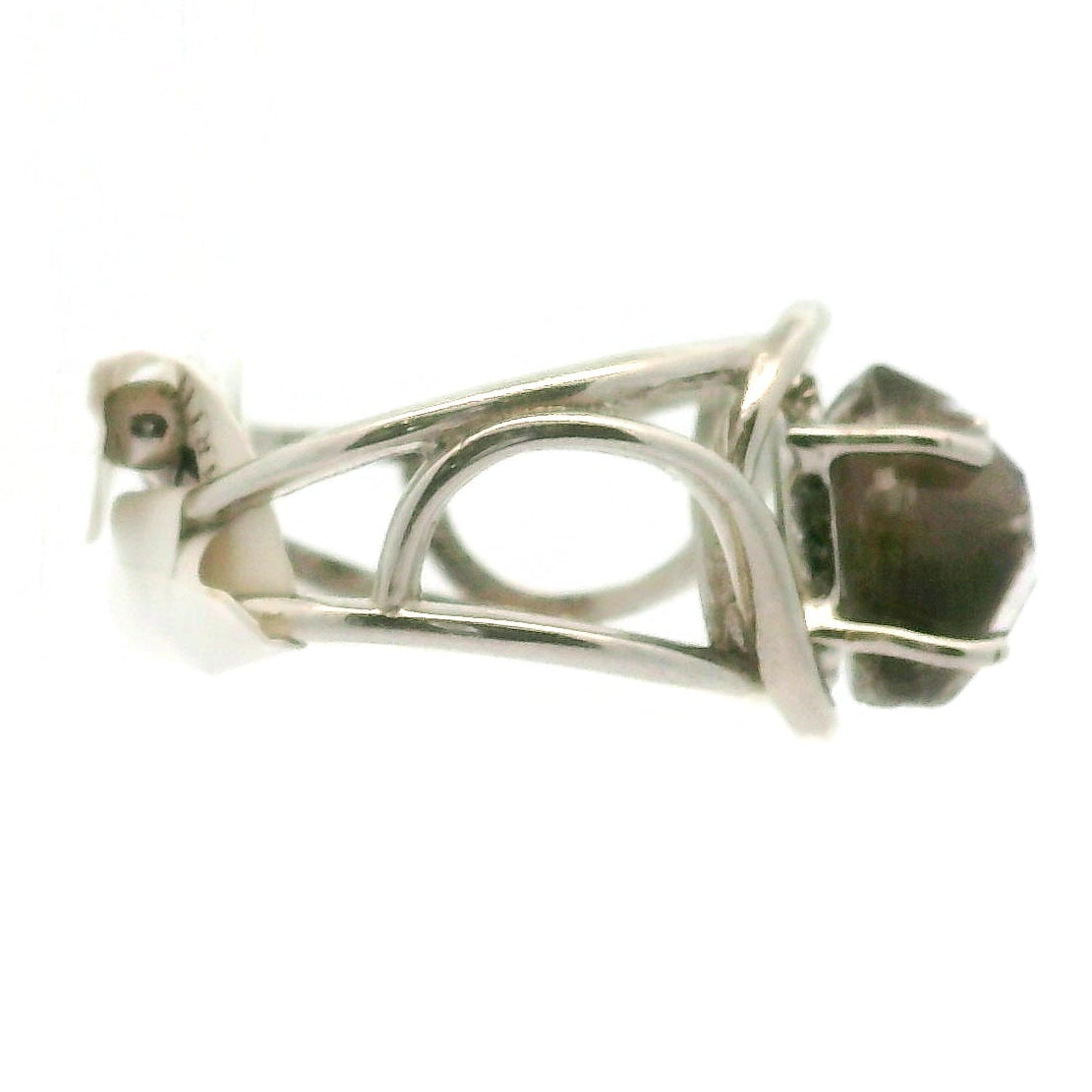 Smoky Herkimer Quartz Cuff Ring .925 Silver for Healing, Intention Setting and Manifesting your Desires