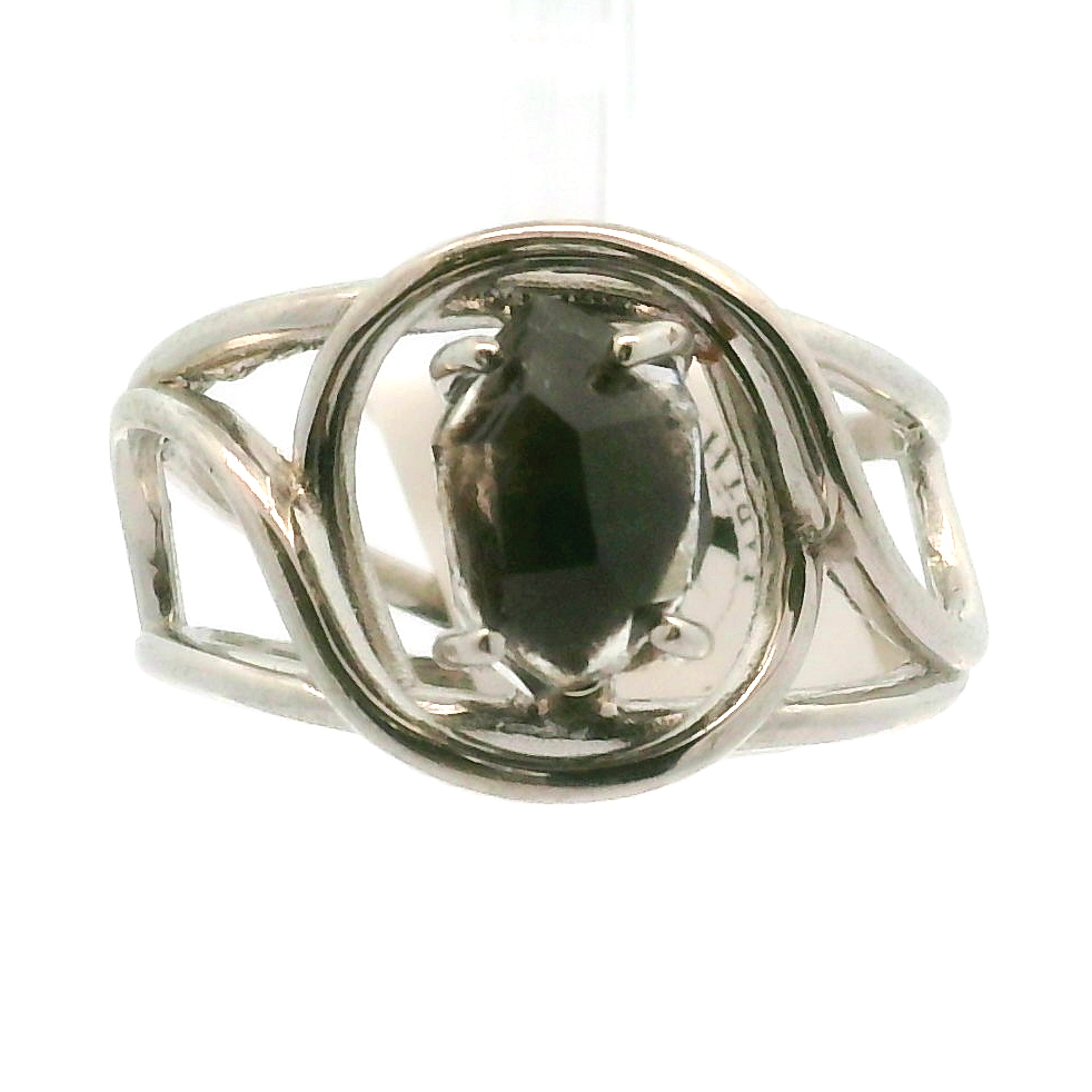 Smoky Herkimer Quartz Cuff Ring .925 Silver for Healing, Intention Setting and Manifesting your Desires