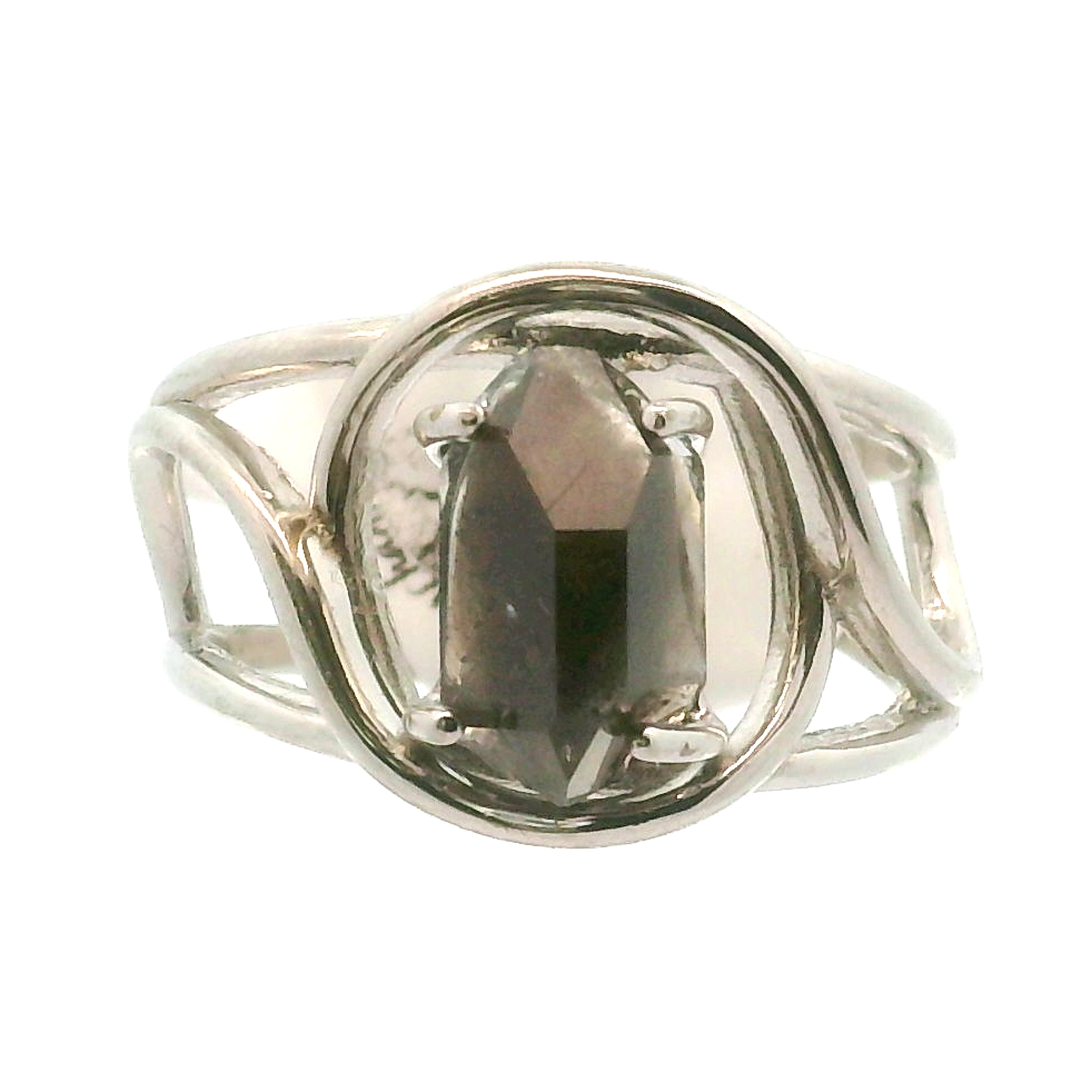 Smoky Herkimer Quartz Cuff Ring .925 Silver for Healing, Intention Setting and Manifesting your Desires