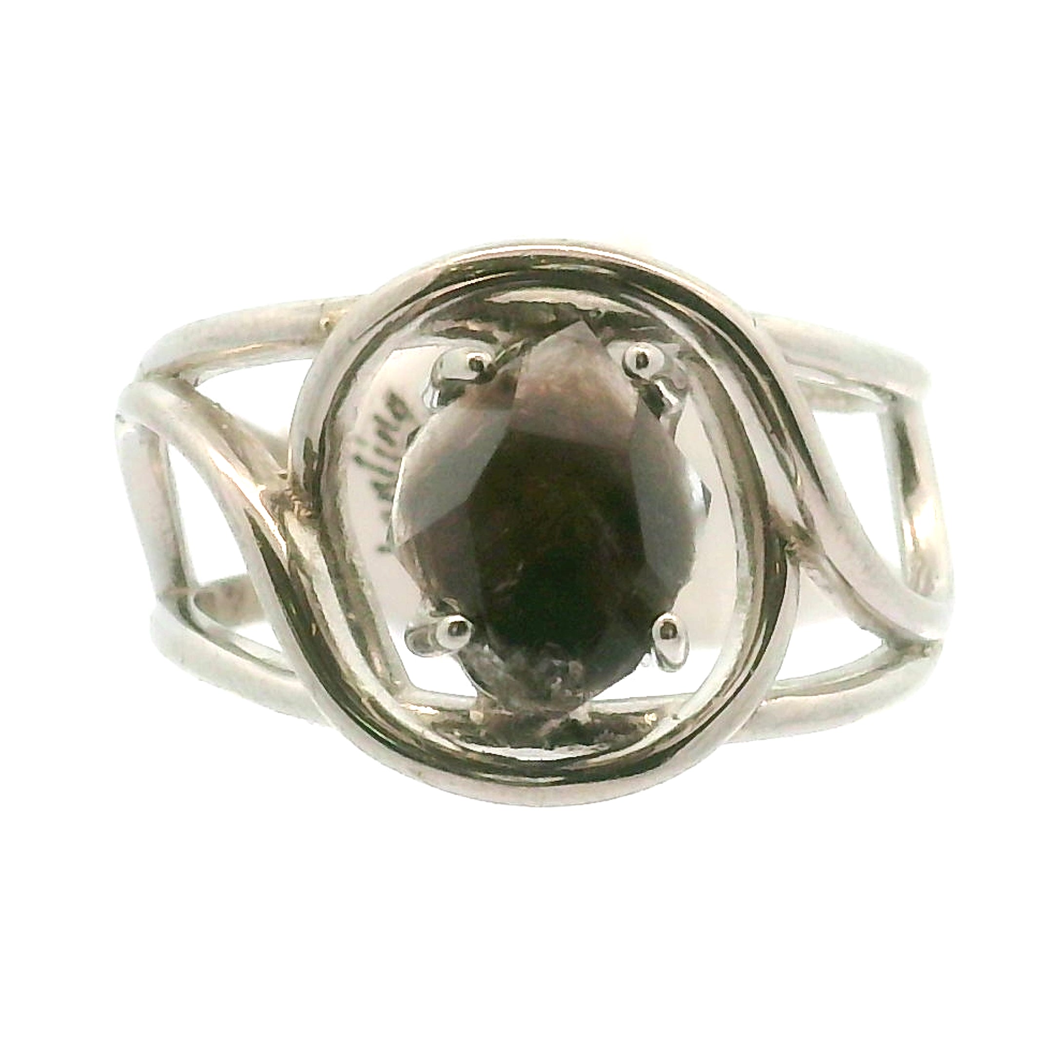 Smoky Herkimer Quartz Cuff Ring .925 Silver for Healing, Intention Setting and Manifesting your Desires