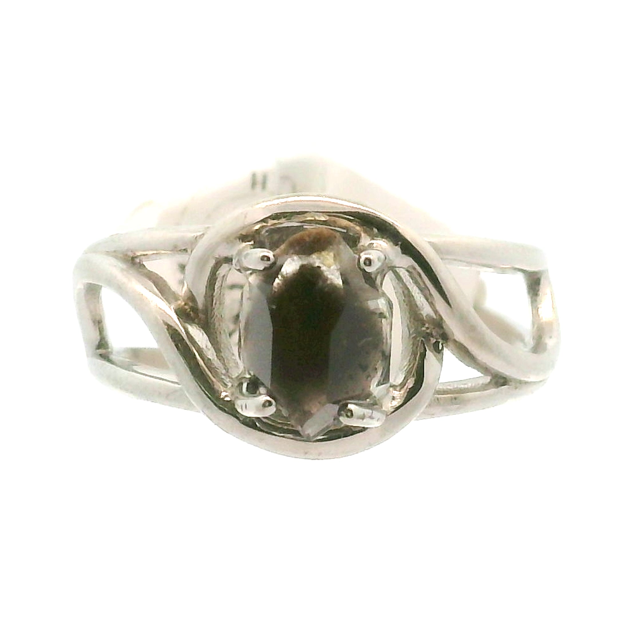 Smoky Herkimer Quartz Cuff Ring .925 Silver for Healing, Intention Setting and Manifesting your Desires