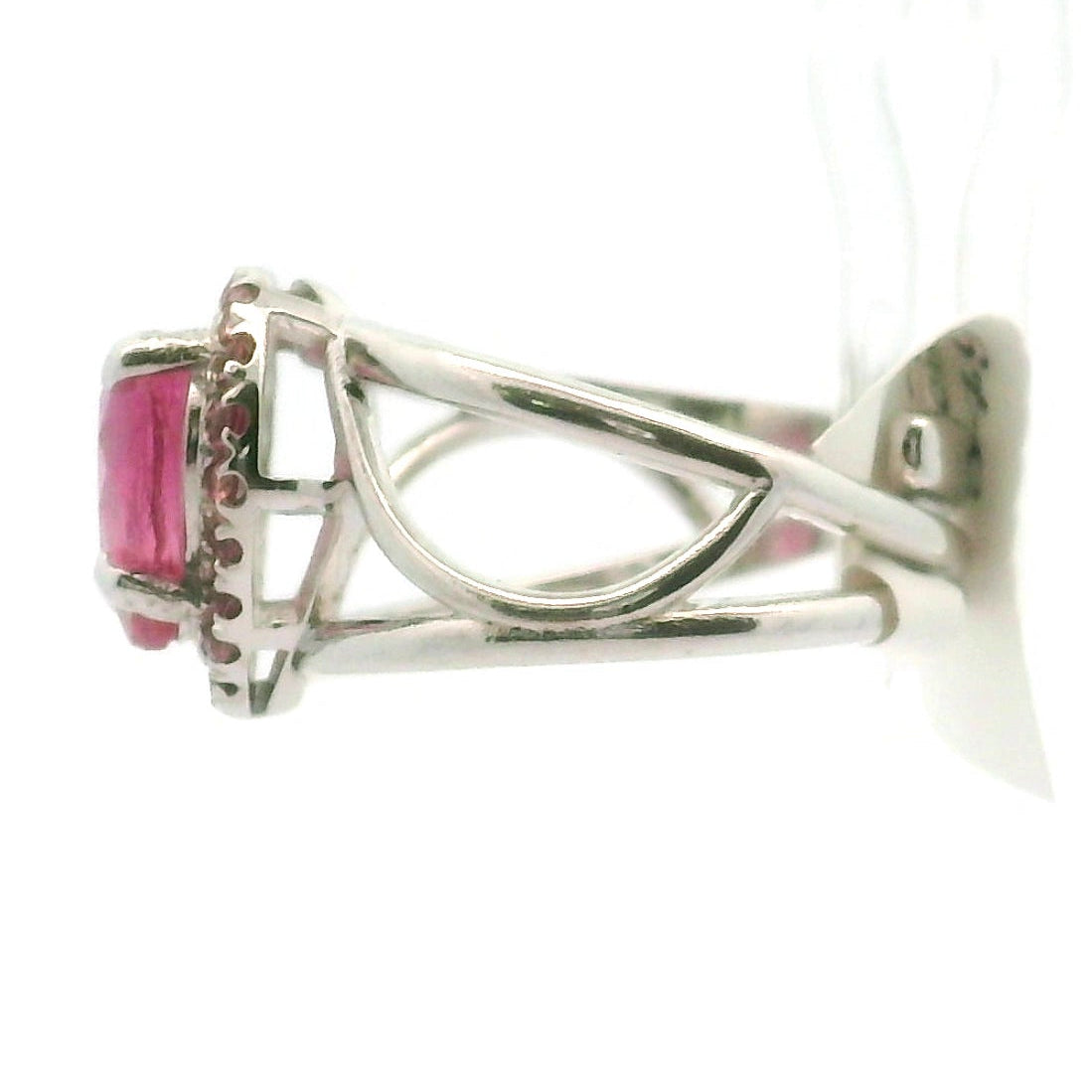 Pink Tourmaline Heart Pavé Ring .925 Silver for Passion for Life and Emotional Healing