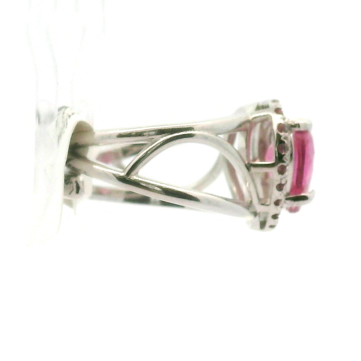 Pink Tourmaline Heart Pavé Ring .925 Silver for Passion for Life and Emotional Healing