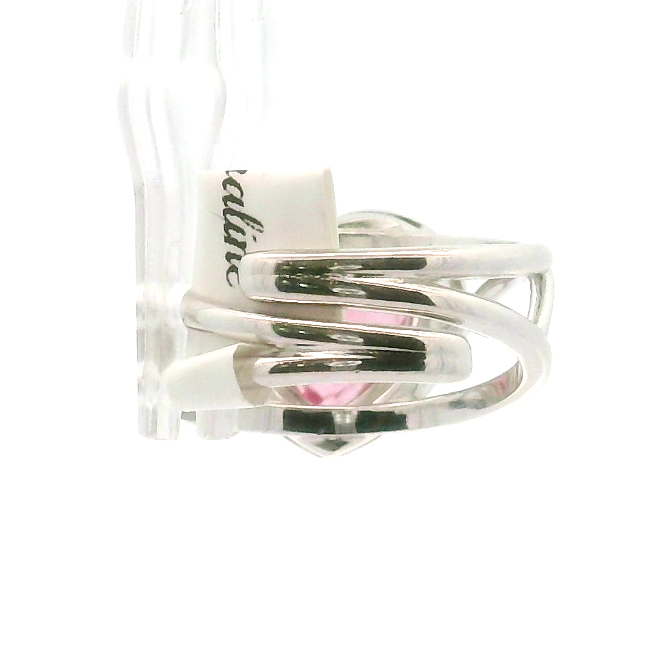 Pink Tourmaline Heart Pavé Ring .925 Silver for Passion for Life and Emotional Healing