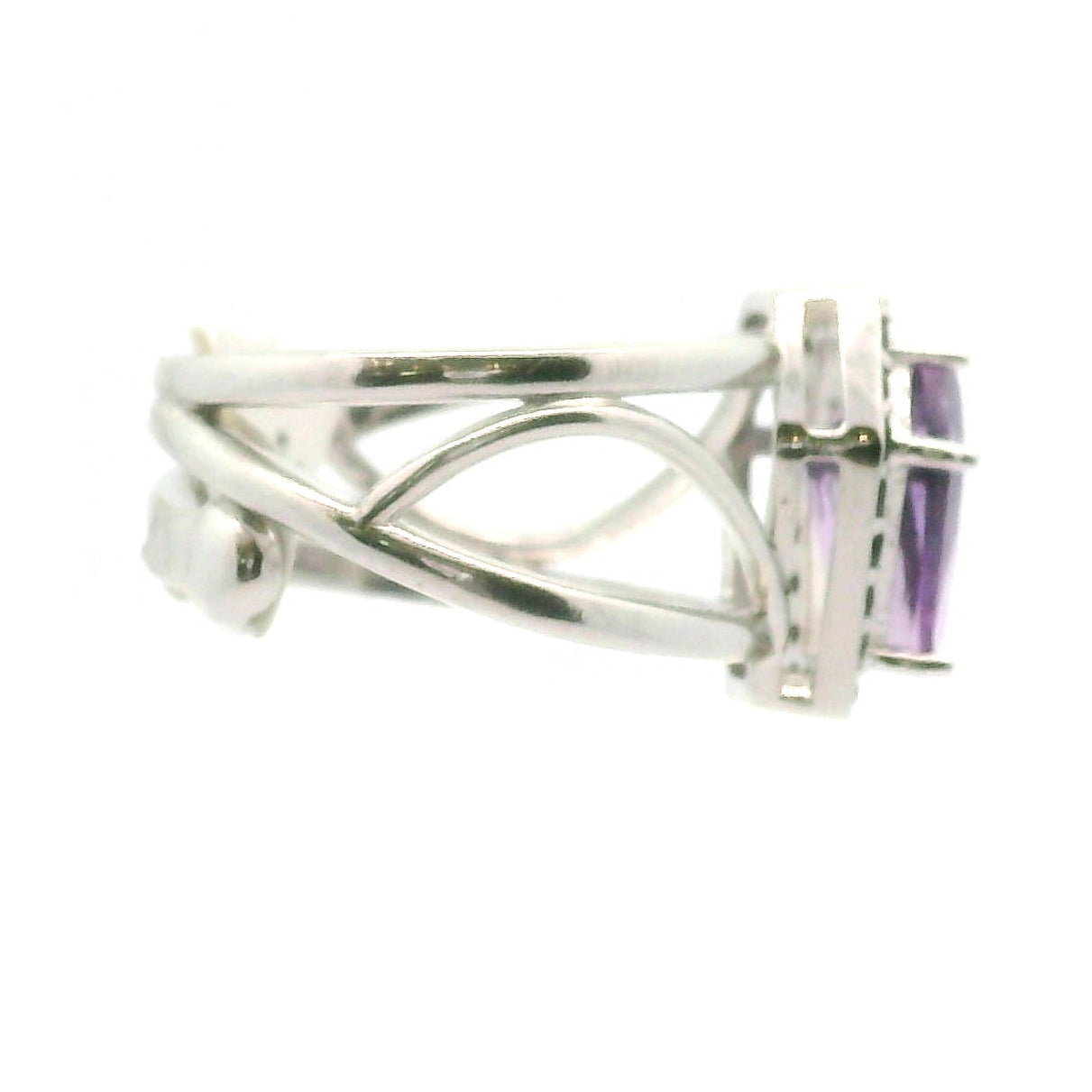 Amethyst with Black Spinel Pavé Coffin Cuff Ring .925 Silver for Intuition, Clarity and Spiritual Protection