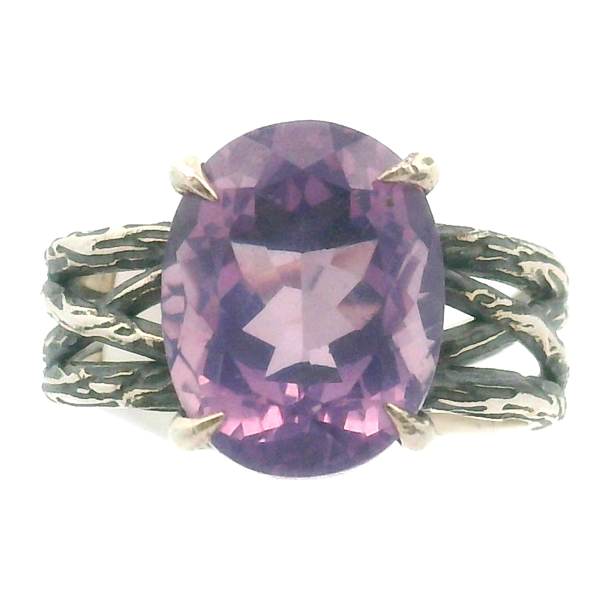 Lavender Moon Quartz Bad Witch Cuff Ring .925 Silver for Angelic Wisdom, Harmony and Healthy Relationships