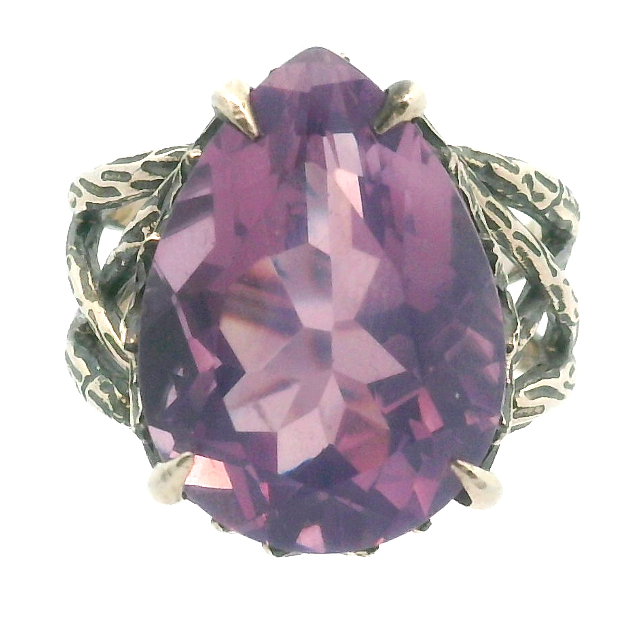 Lavender Moon Quartz Bad Witch Cuff Ring .925 Silver for Angelic Wisdom, Harmony and Healthy Relationships