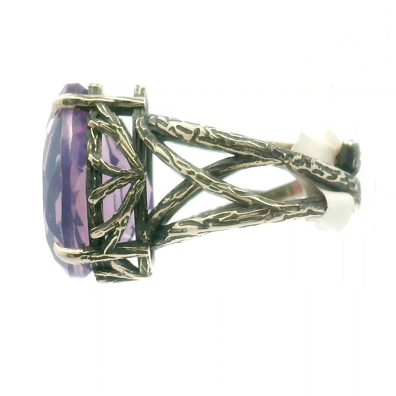 Lavender Moon Quartz Bad Witch Cuff Ring .925 Silver for Angelic Wisdom, Harmony and Healthy Relationships
