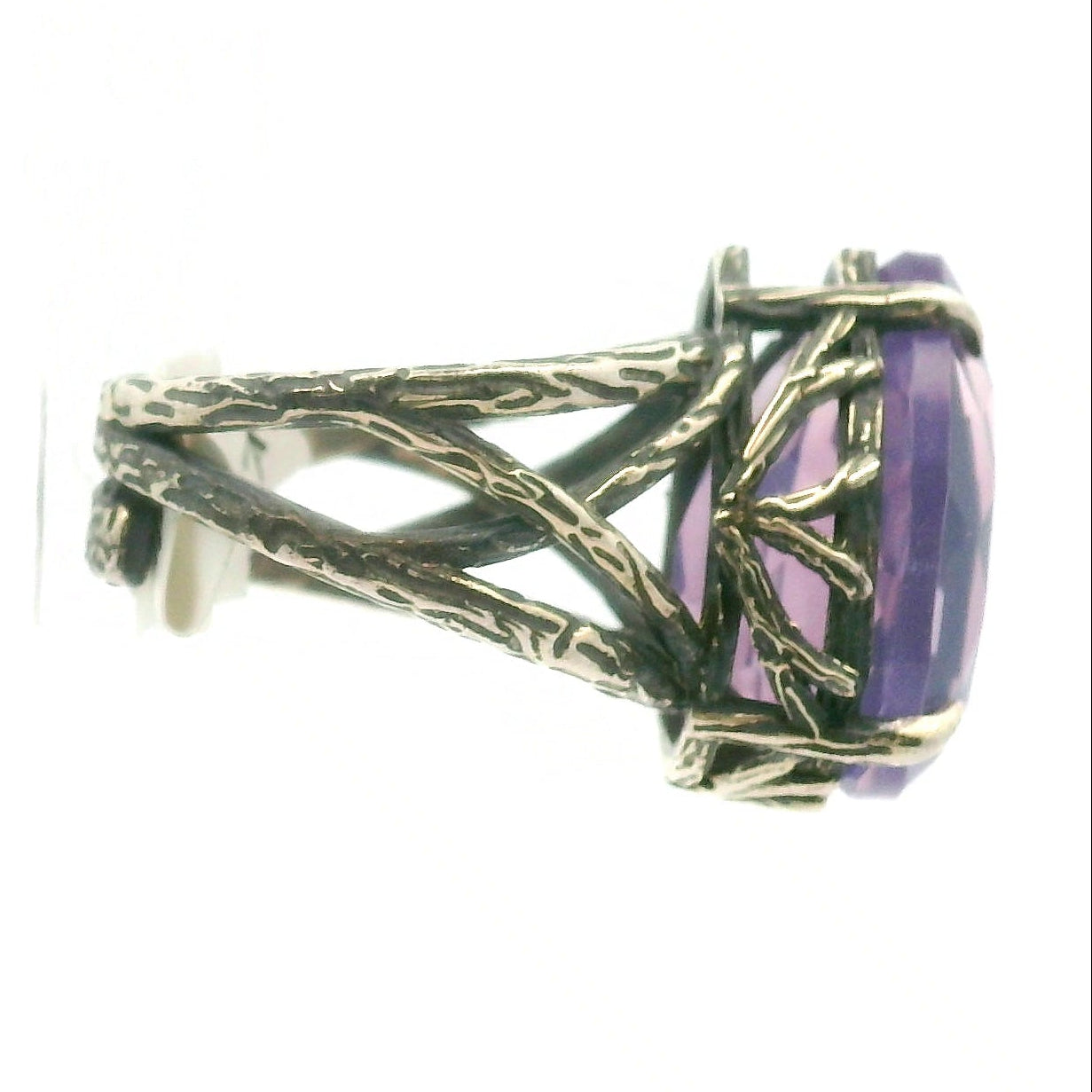 Lavender Moon Quartz Bad Witch Cuff Ring .925 Silver for Angelic Wisdom, Harmony and Healthy Relationships