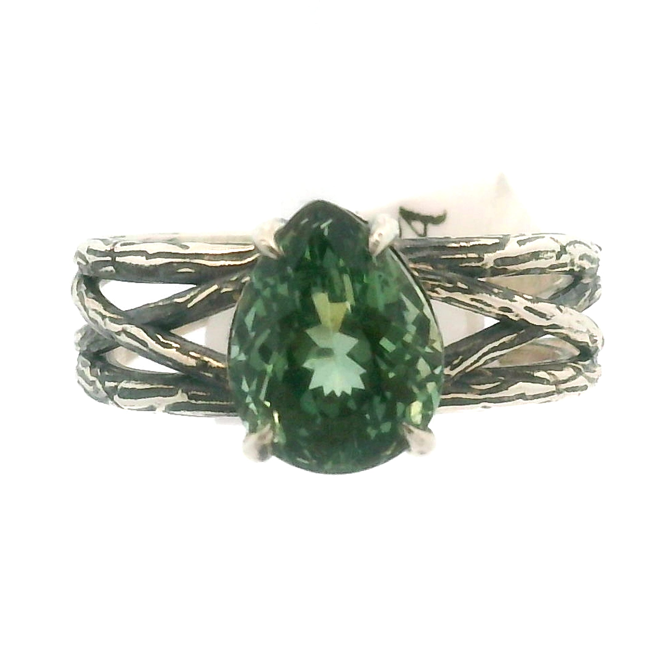 Green Apatite Bad Witch Cuff Ring .925 Silver for Self-Love, Compassion and Openness