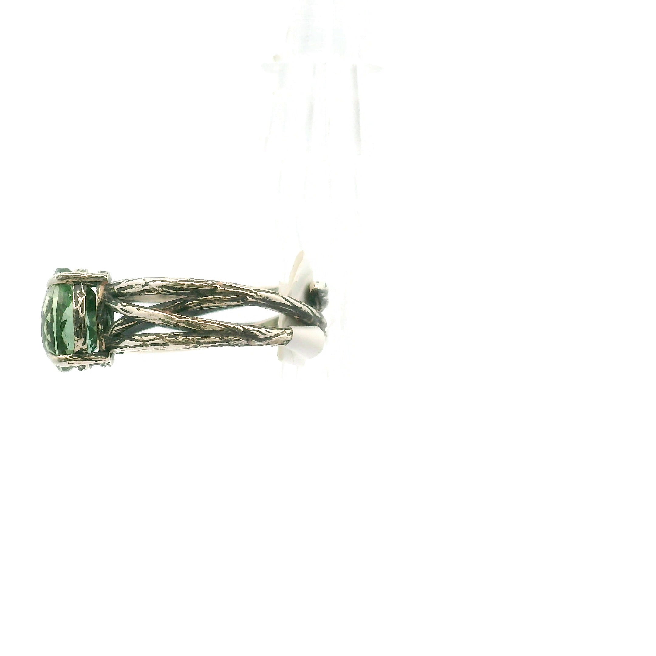 Green Apatite Bad Witch Cuff Ring .925 Silver for Self-Love, Compassion and Openness