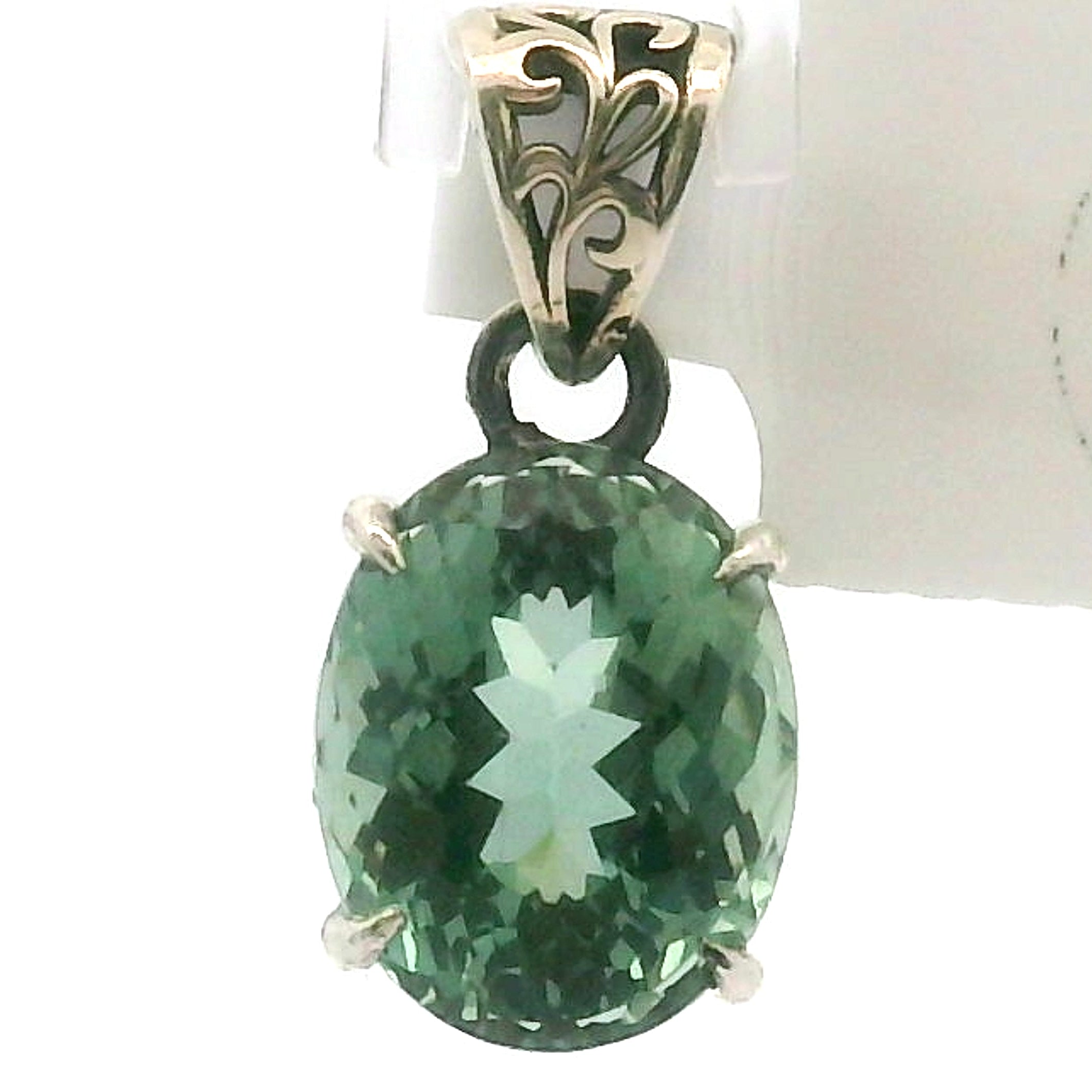 Green Apatite Bad Witch Pendant .925 Silver for Self-Love, Compassion and Openness