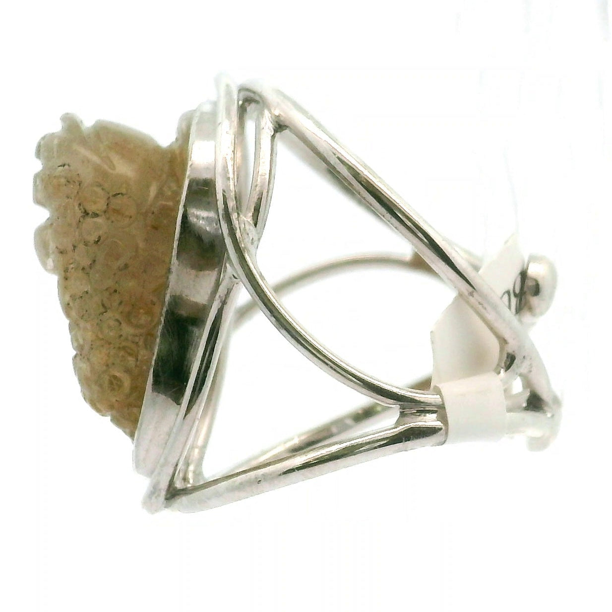 Gold Rutile Money Toad Cuff Ring .925 Silver for Insight, Meditation & Shamanic Journey