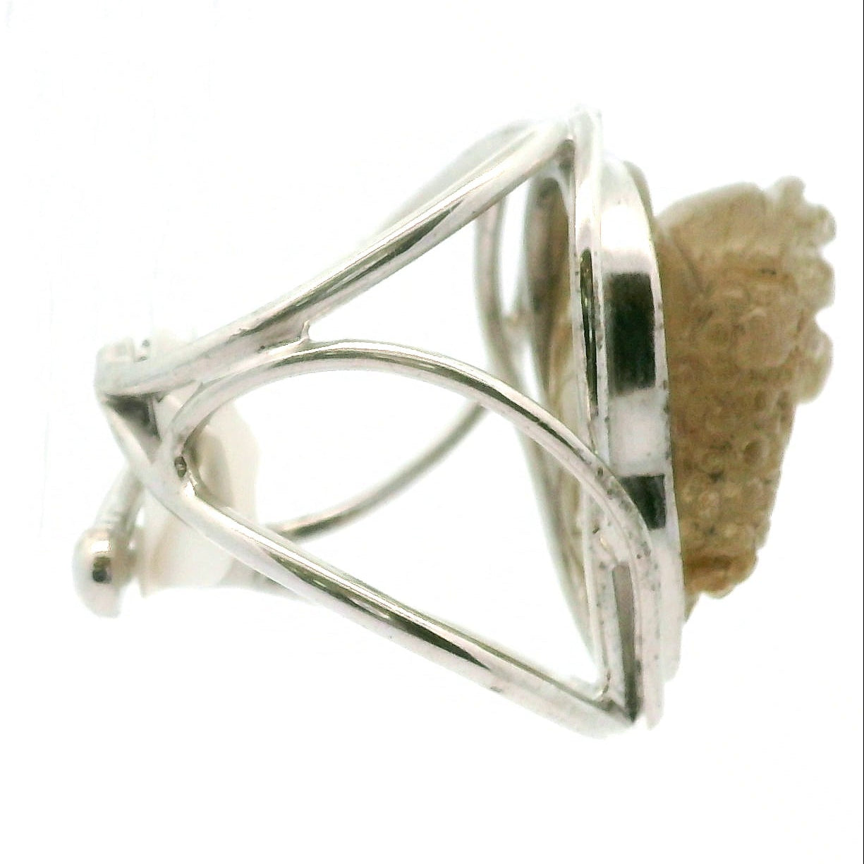 Gold Rutile Money Toad Cuff Ring .925 Silver for Insight, Meditation & Shamanic Journey