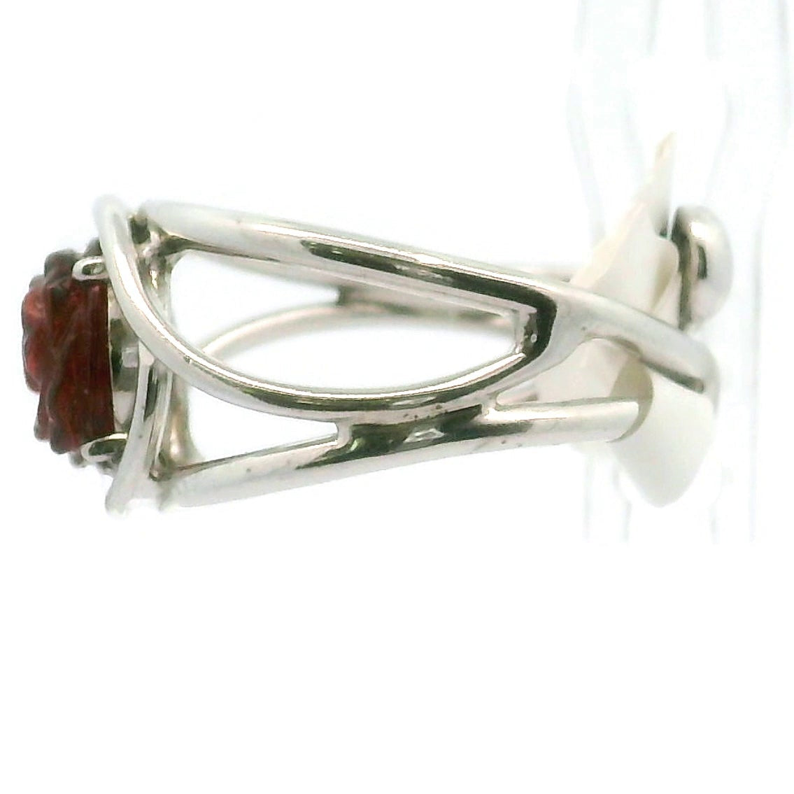 Garnet Rose Cuff Ring .925 Silver for Health and Strength