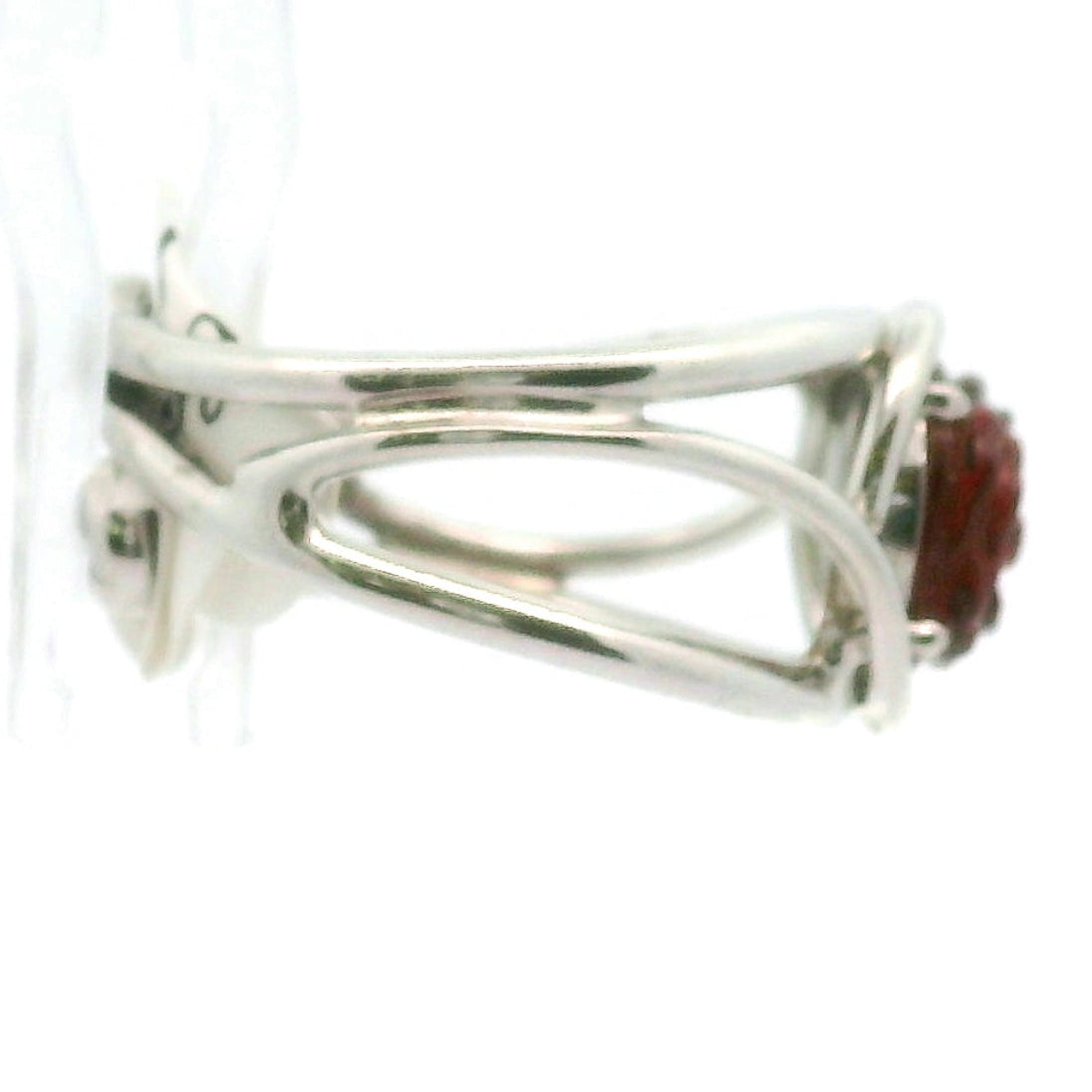 Garnet Rose Cuff Ring .925 Silver for Health and Strength