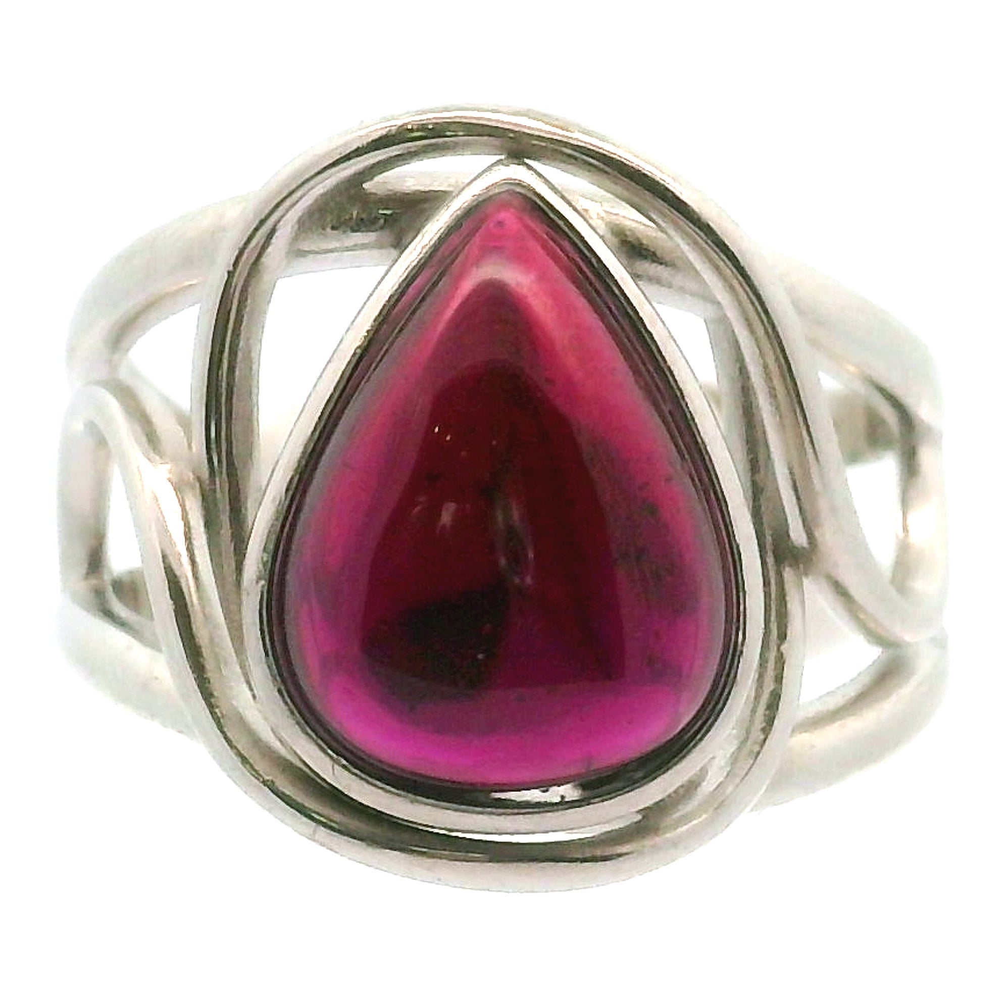 Rhodolite Garnet Cuff Ring .925 Silver for Connection with Angels and Spirit Guides
