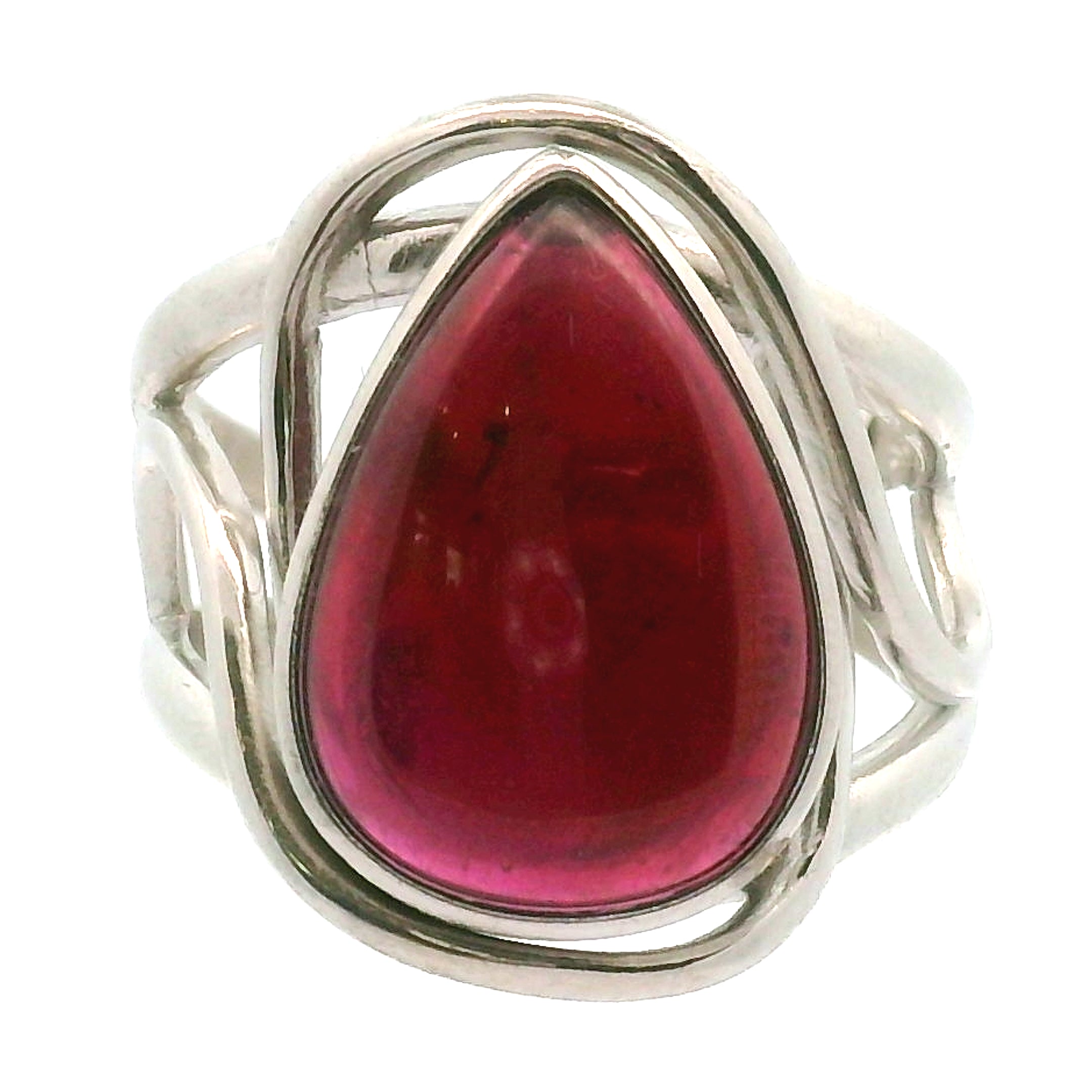 Rhodolite Garnet Cuff Ring .925 Silver for Connection with Angels and Spirit Guides