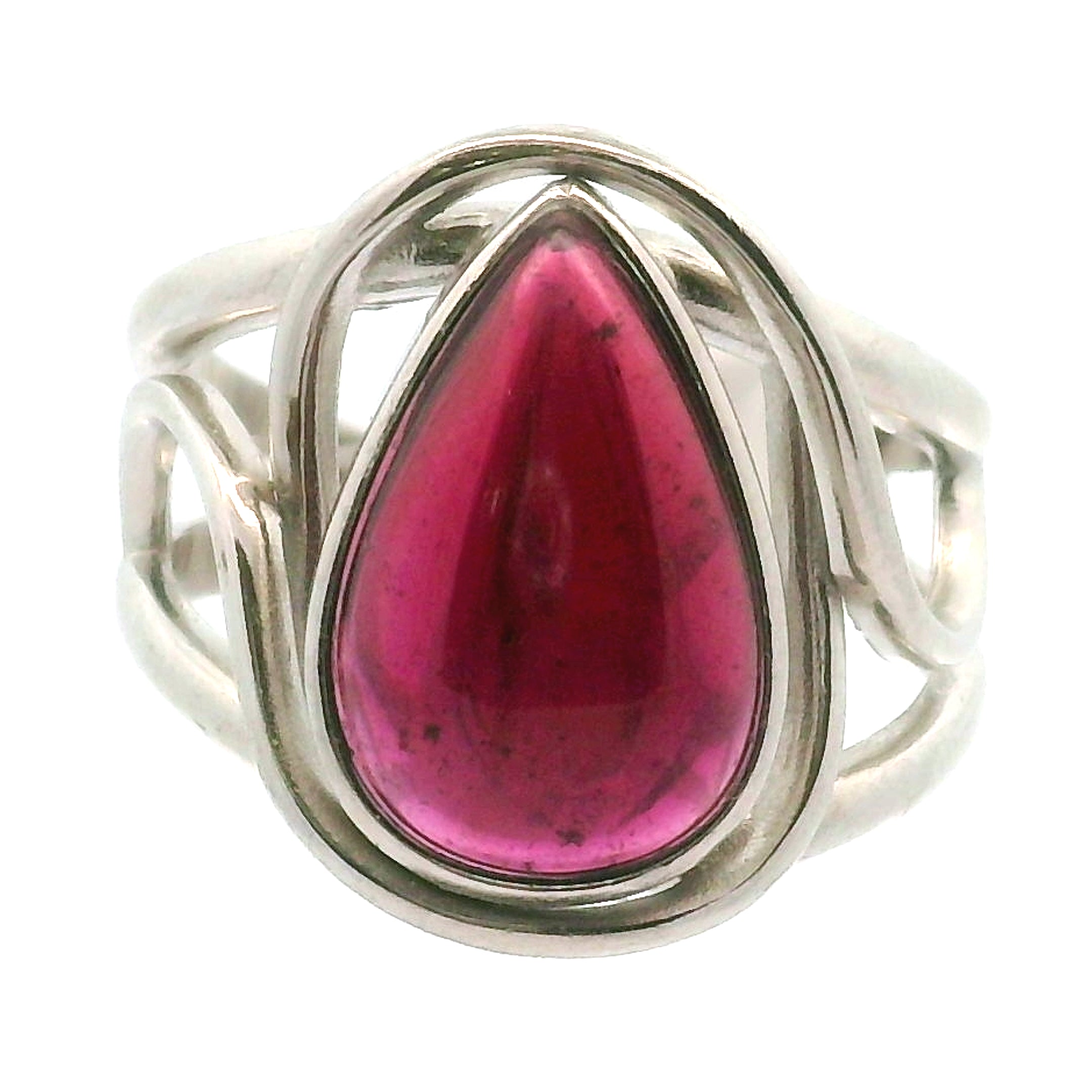 Rhodolite Garnet Cuff Ring .925 Silver for Connection with Angels and Spirit Guides