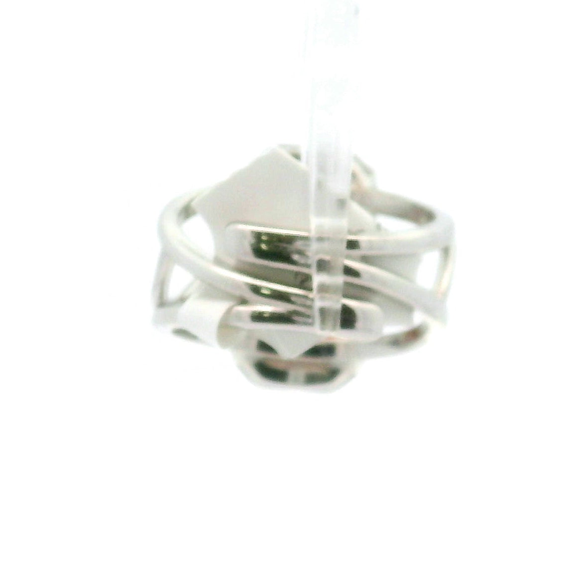 Amphibole Quartz with Zircon Pavé Cuff Ring .925 Sterling Silver for Connection with Angels and Protection