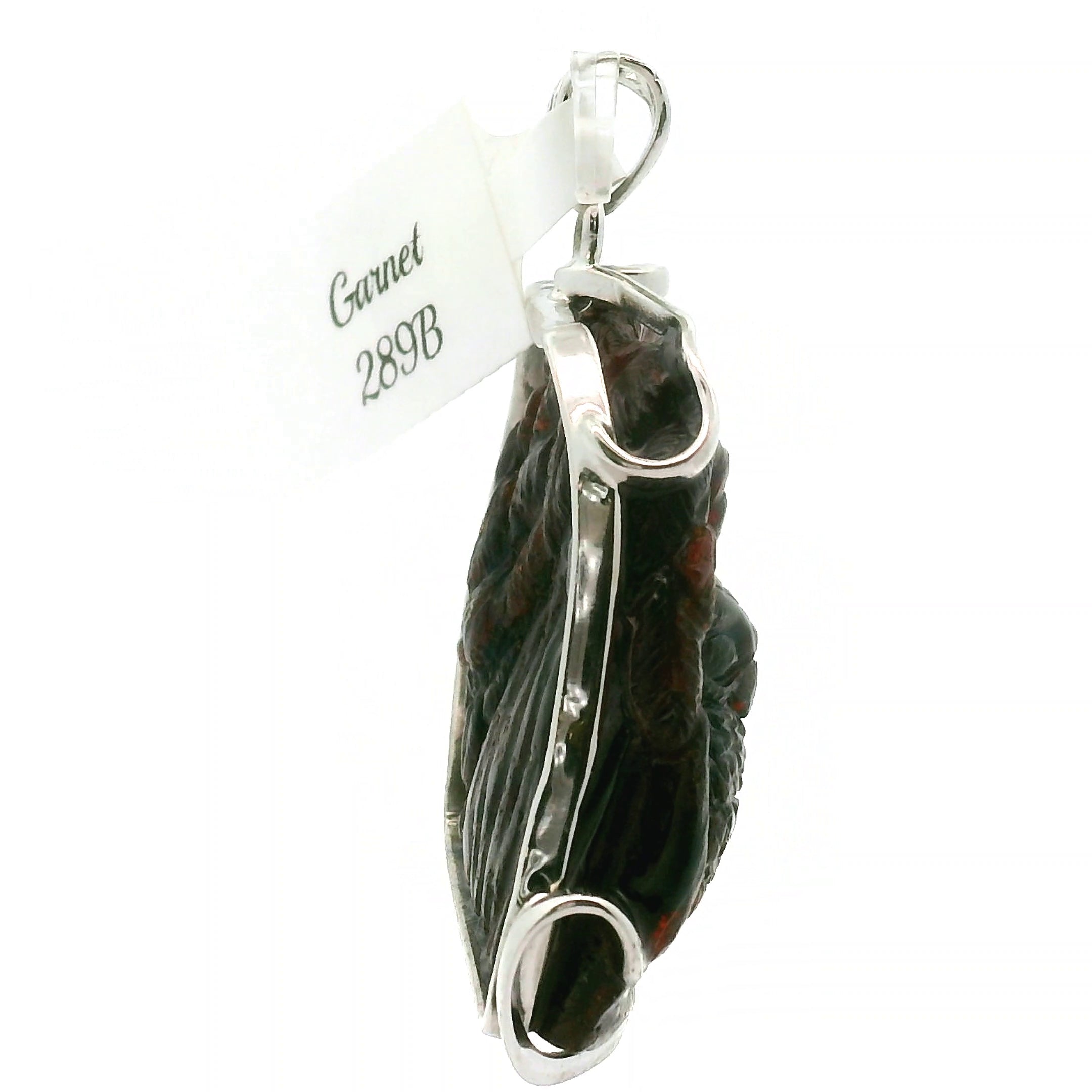 Garnet Carved Owl Pendant .925 Silver for Health, Grounding and Strength