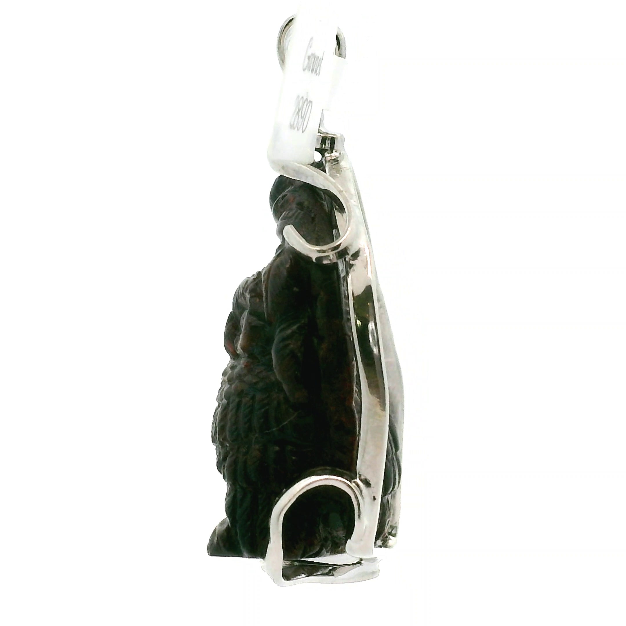 Garnet Carved Owl Pendant .925 Silver for Health, Grounding and Strength