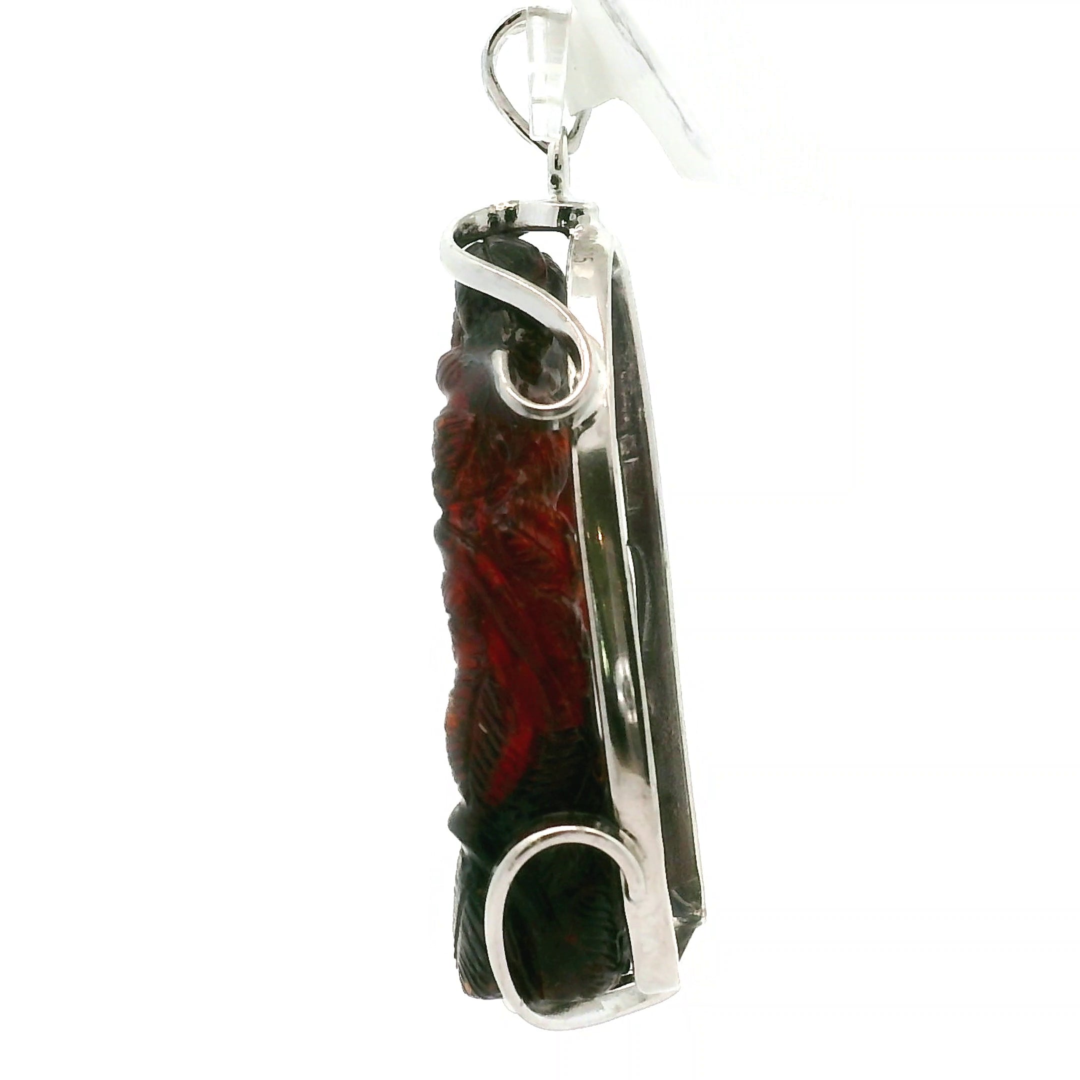 Garnet Carved Owl Pendant .925 Silver for Health, Grounding and Strength