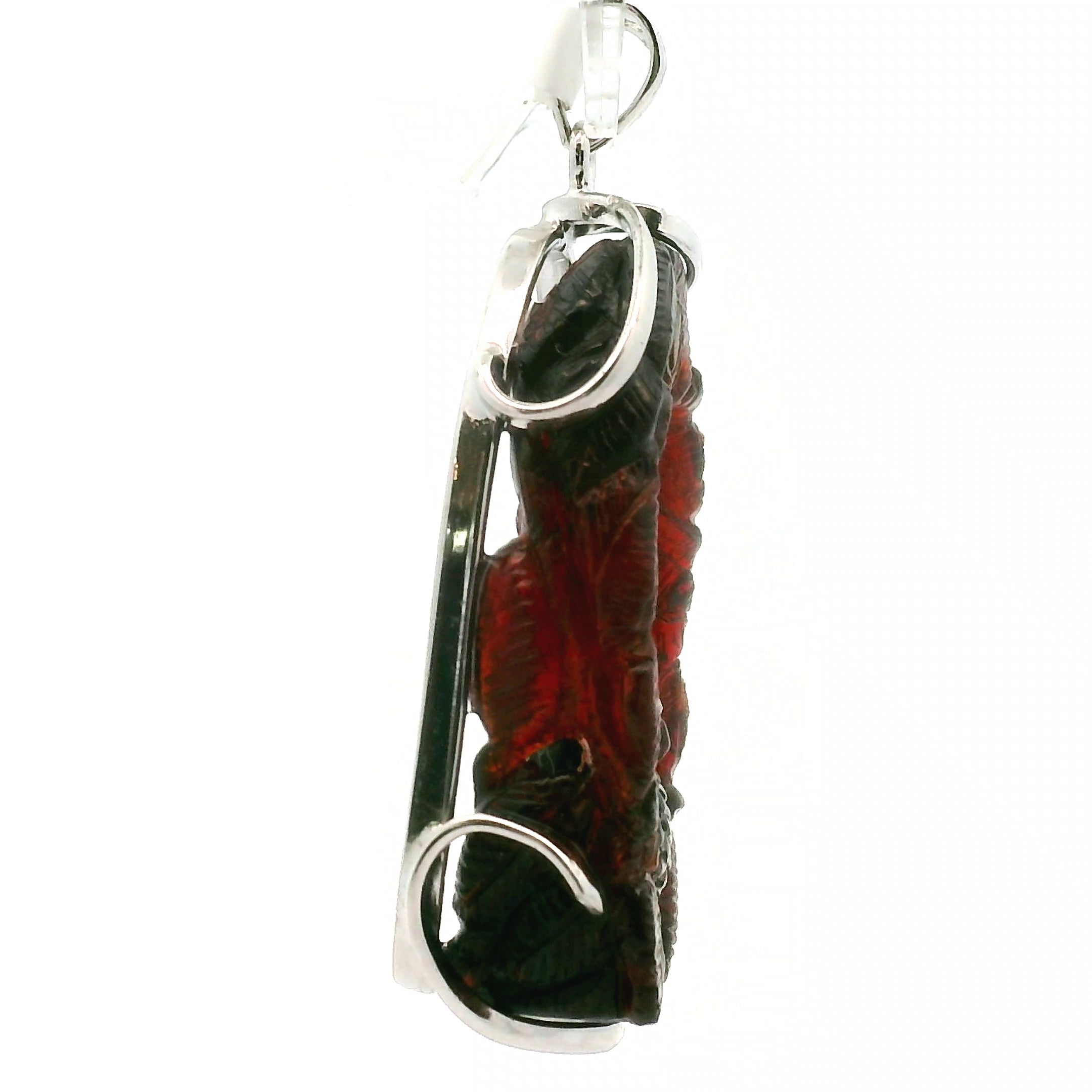 Garnet Carved Owl Pendant .925 Silver for Health, Grounding and Strength