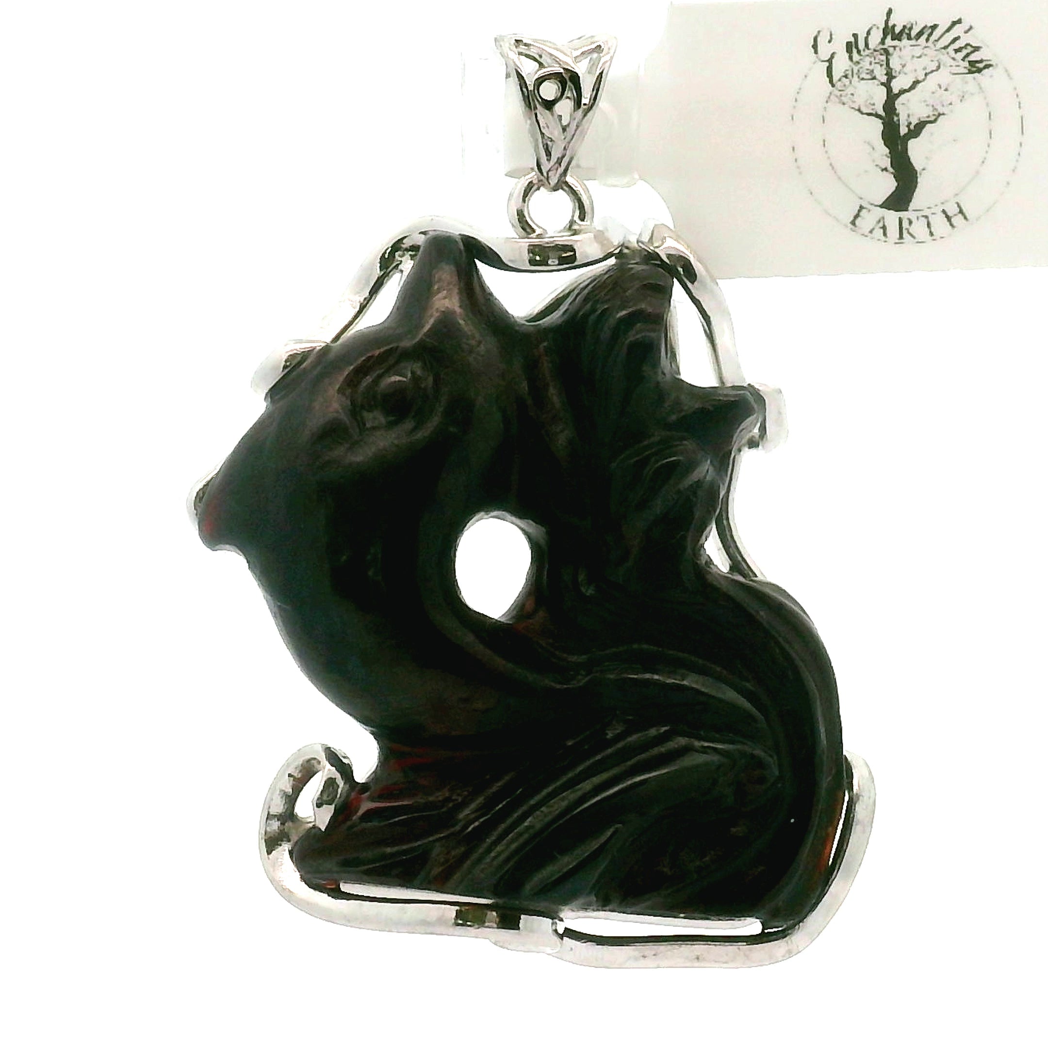 Garnet Carved Dolphin Pendant .925 Silver for Health, Grounding and Strength