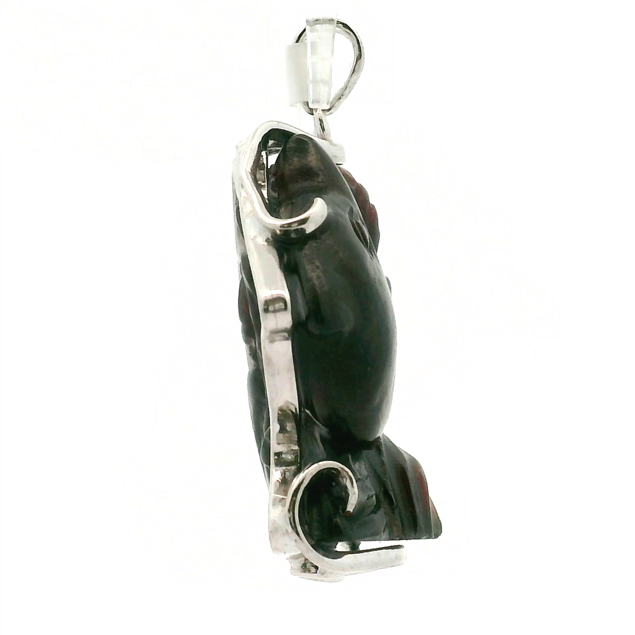 Garnet Carved Dolphin Pendant .925 Silver for Health, Grounding and Strength
