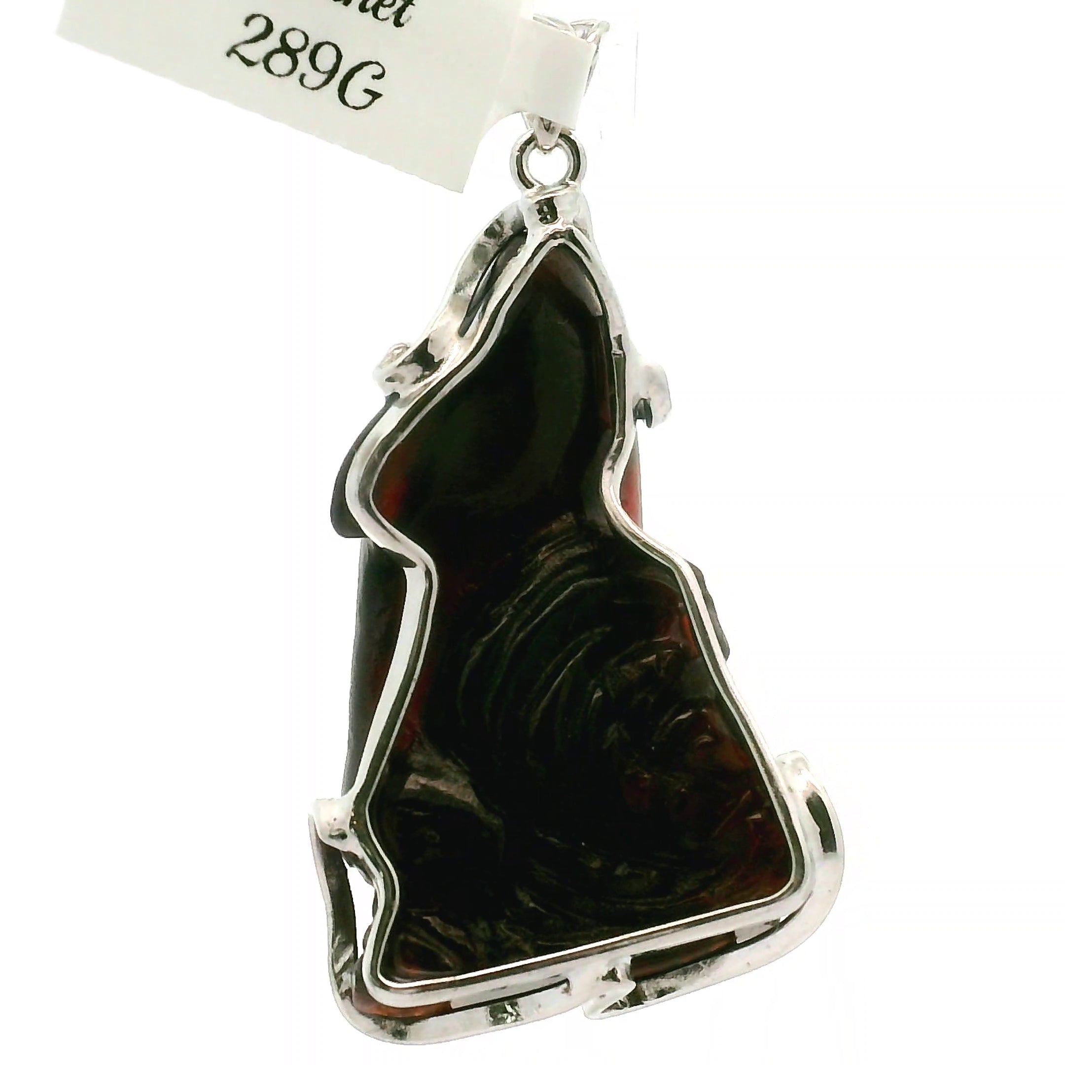 Garnet Carved Dolphin Pendant .925 Silver for Health, Grounding and Strength