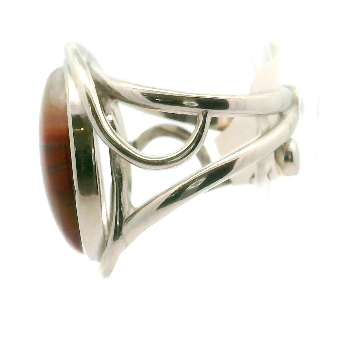 Malawi Agate Cuff Ring .925 Silver for Hope, Protection and Strength
