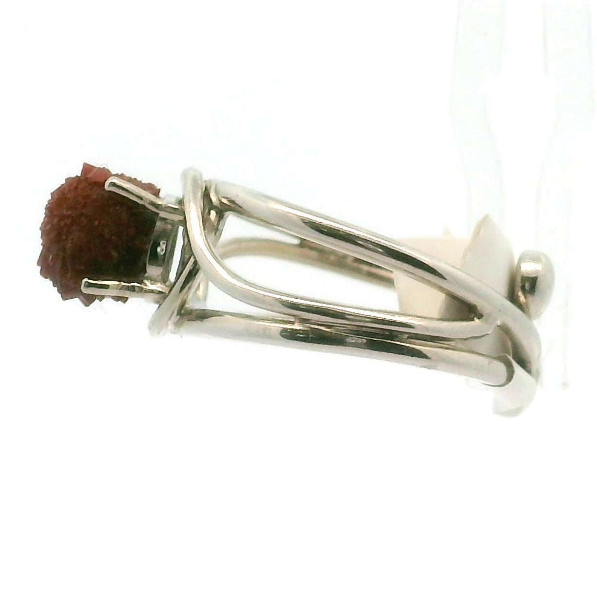 Hematite Quartz Cuff Ring .925 Sterling Silver for Grounding, Manifestation and Balance