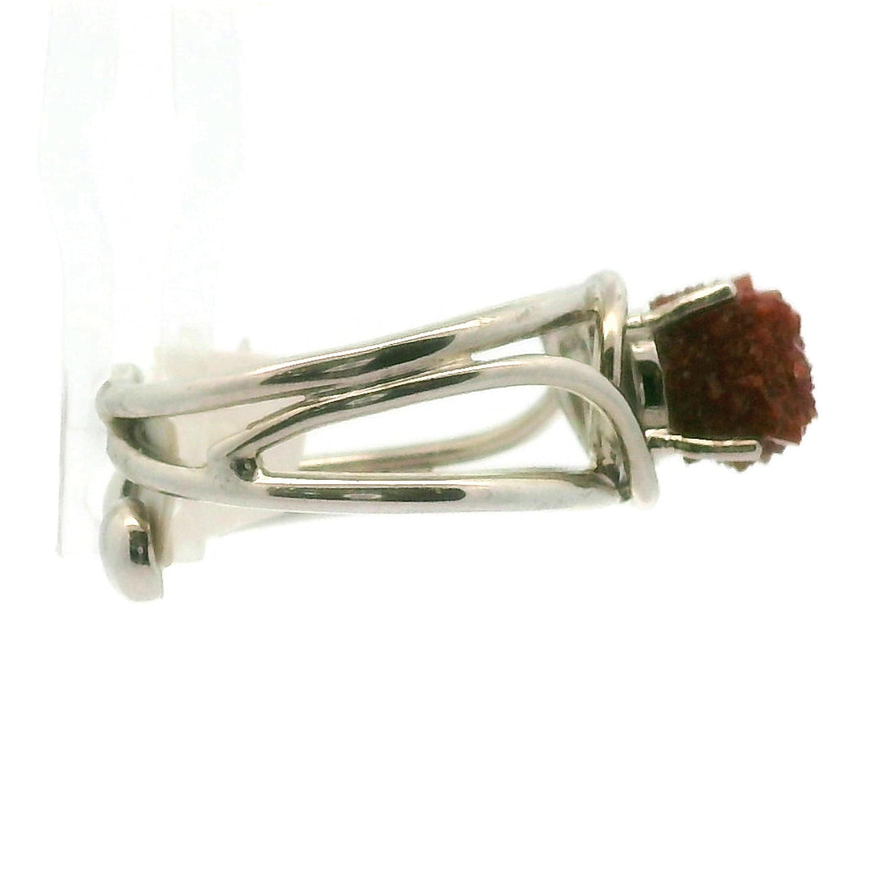 Hematite Quartz Cuff Ring .925 Sterling Silver for Grounding, Manifestation and Balance
