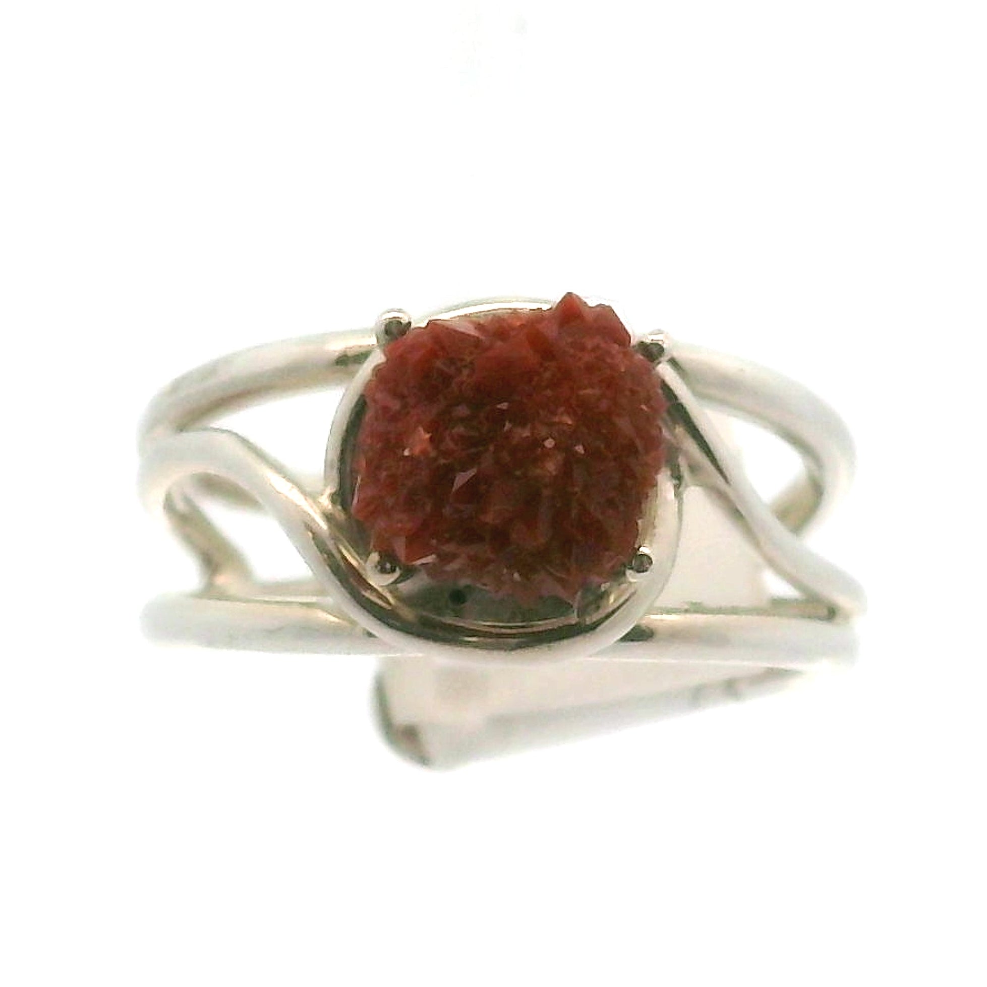 Hematite Quartz Cuff Ring .925 Sterling Silver for Grounding, Manifestation and Balance