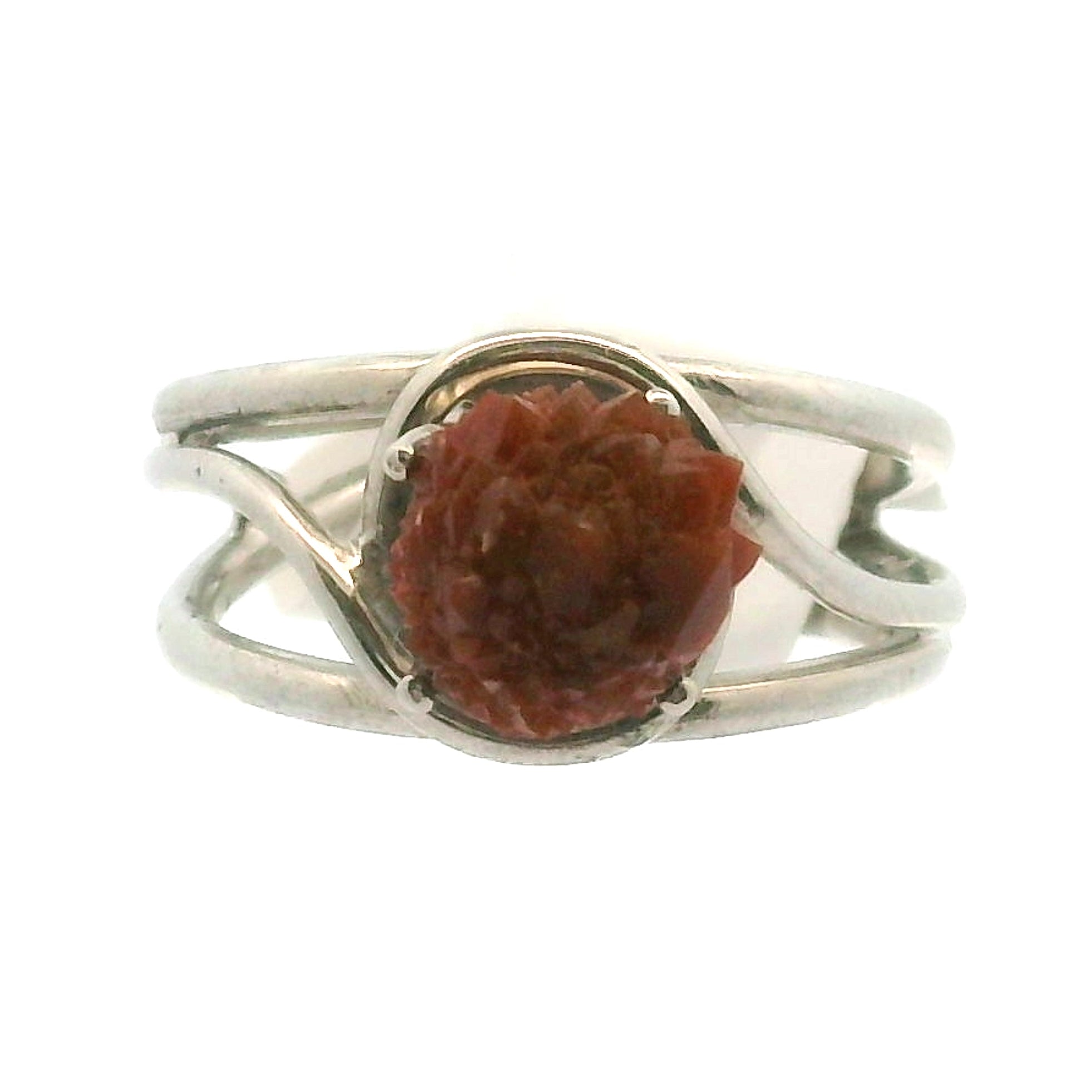 Hematite Quartz Cuff Ring .925 Sterling Silver for Grounding, Manifestation and Balance