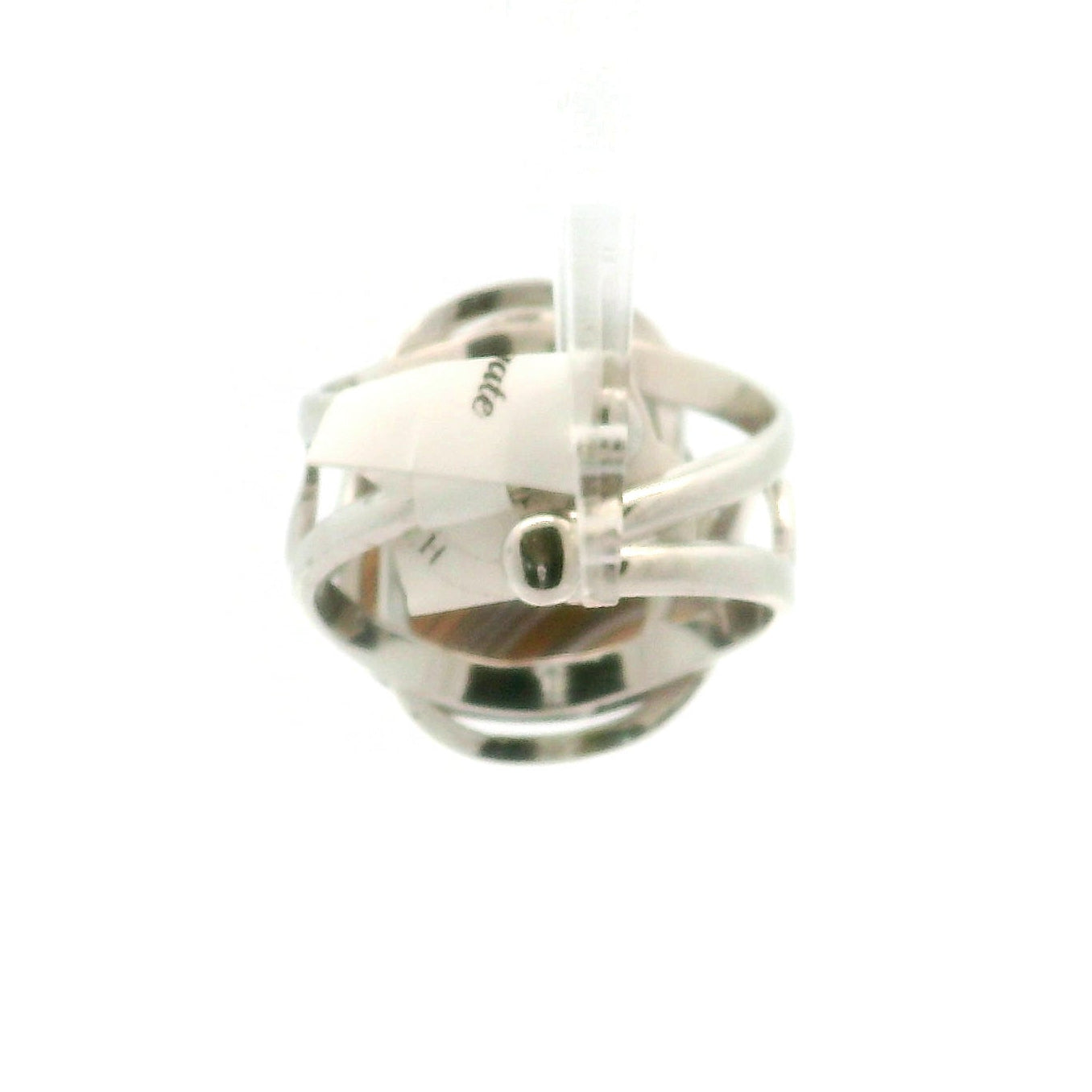 Botswana Agate Cuff Ring .925 Silver for Hope, Protection and Strength