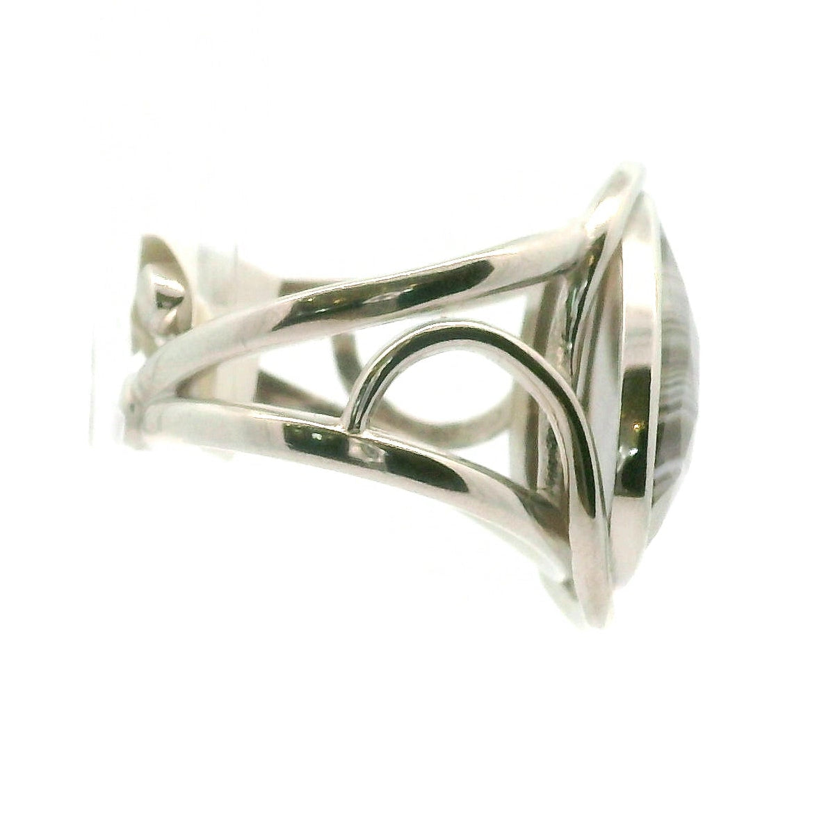 Botswana Agate Cuff Ring .925 Silver for Hope, Protection and Strength